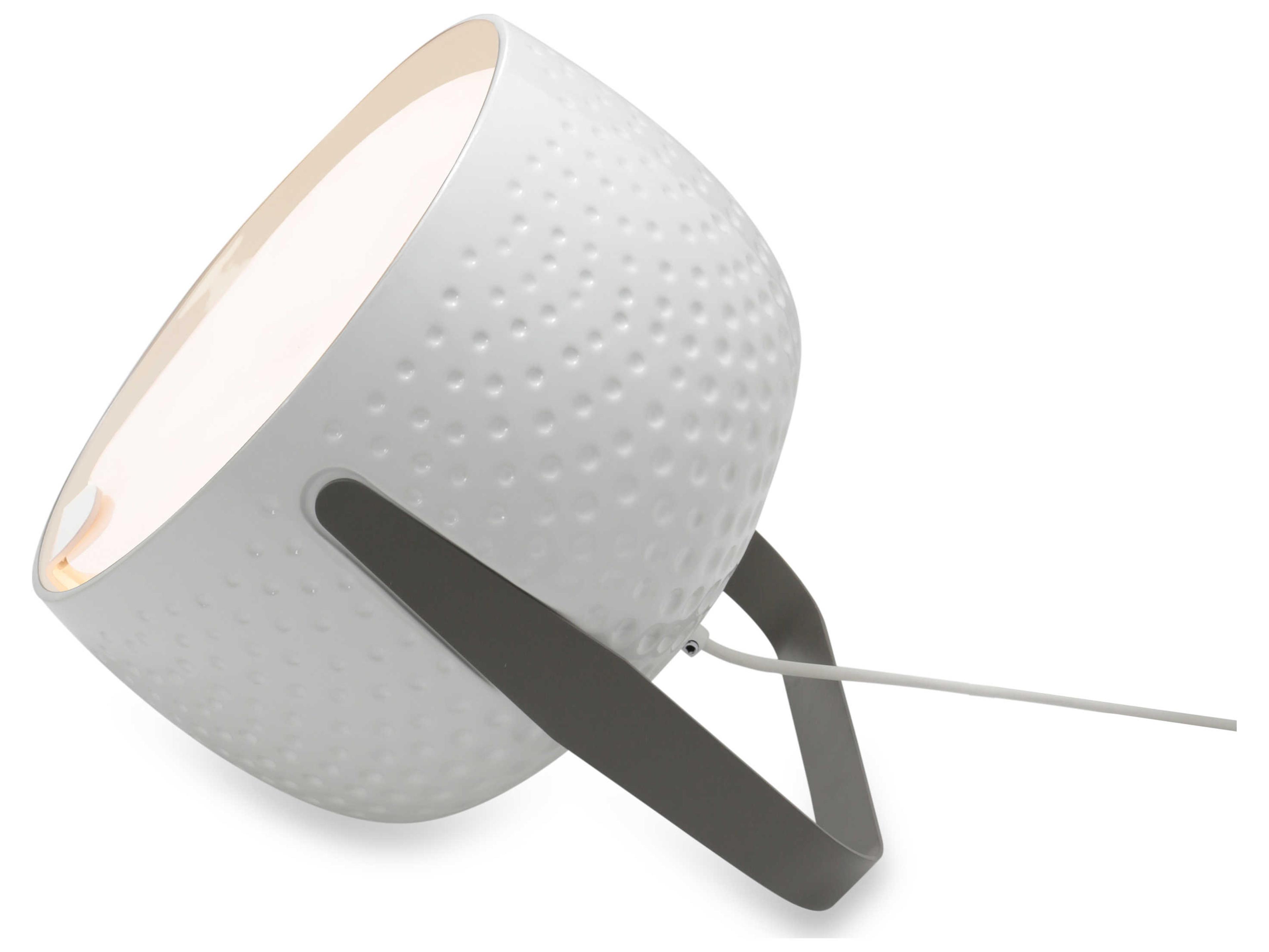 Karman Bag Glossy White Charcoal-Grey LED Gray Table Lamp