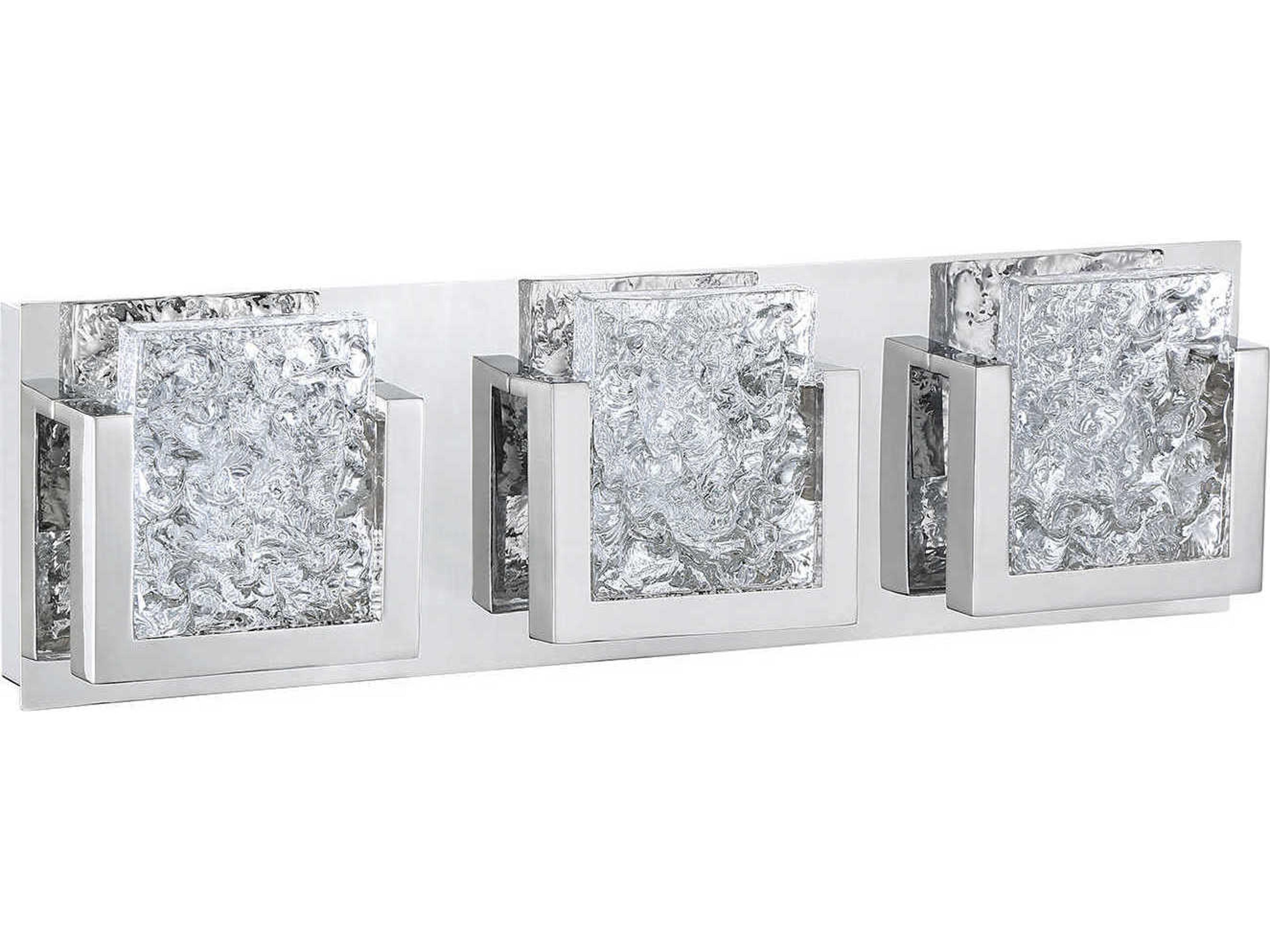 Kendal Ice-lava 3-Light Chrome Clear Glass LED Vanity Light