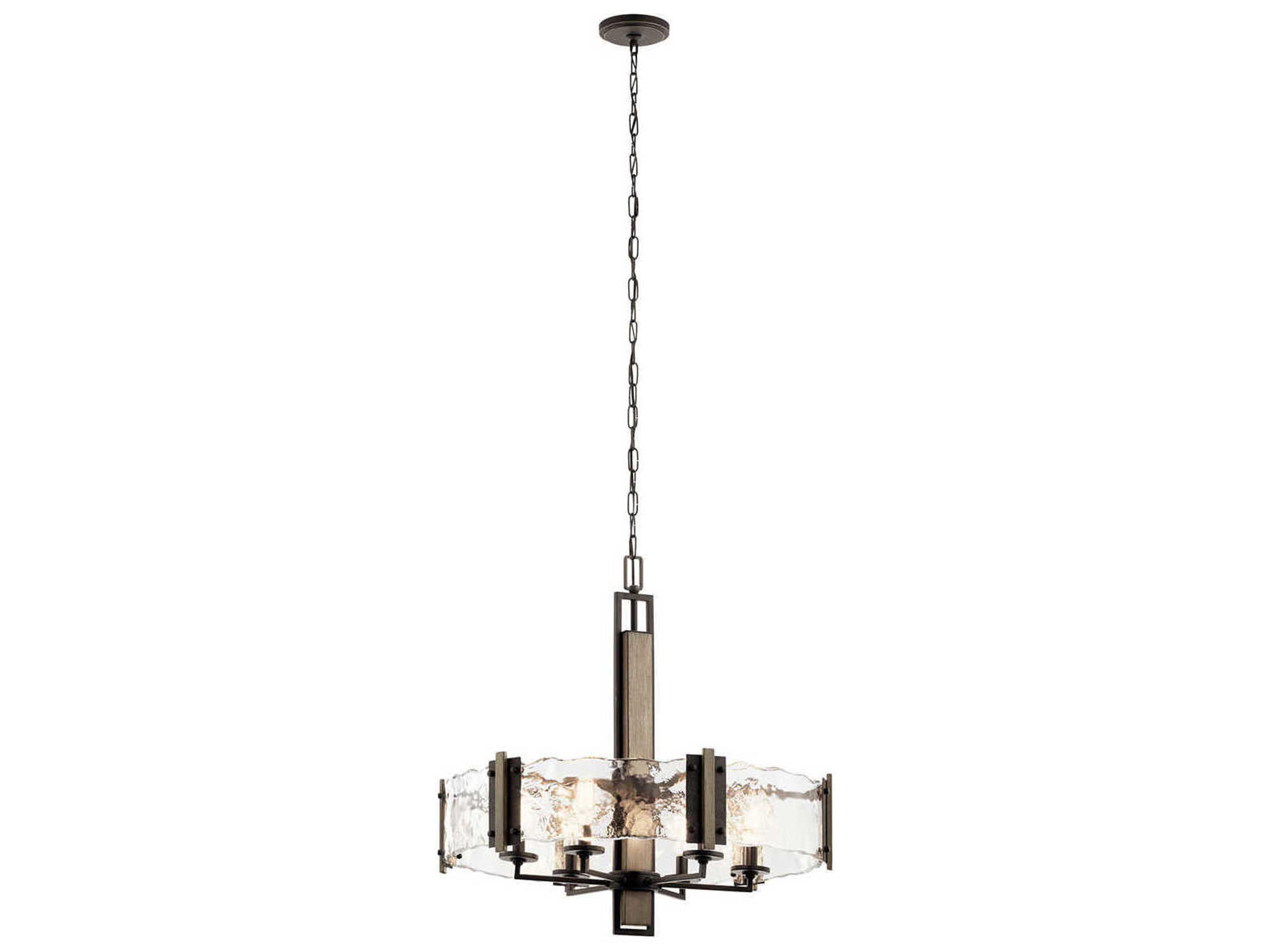 Kichler Aberdeen 6-Light Olde Bronze Glass Candelabra Geometric Round Chandelier