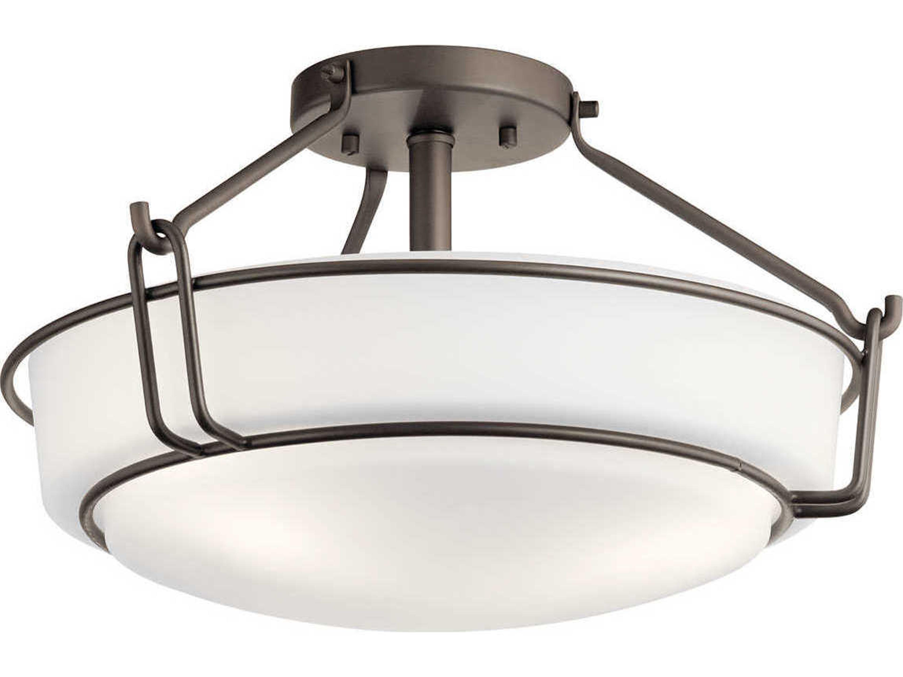 Kichler Alkire 3-Light Olde Bronze Glass Bowl Round Semi Flush Mount