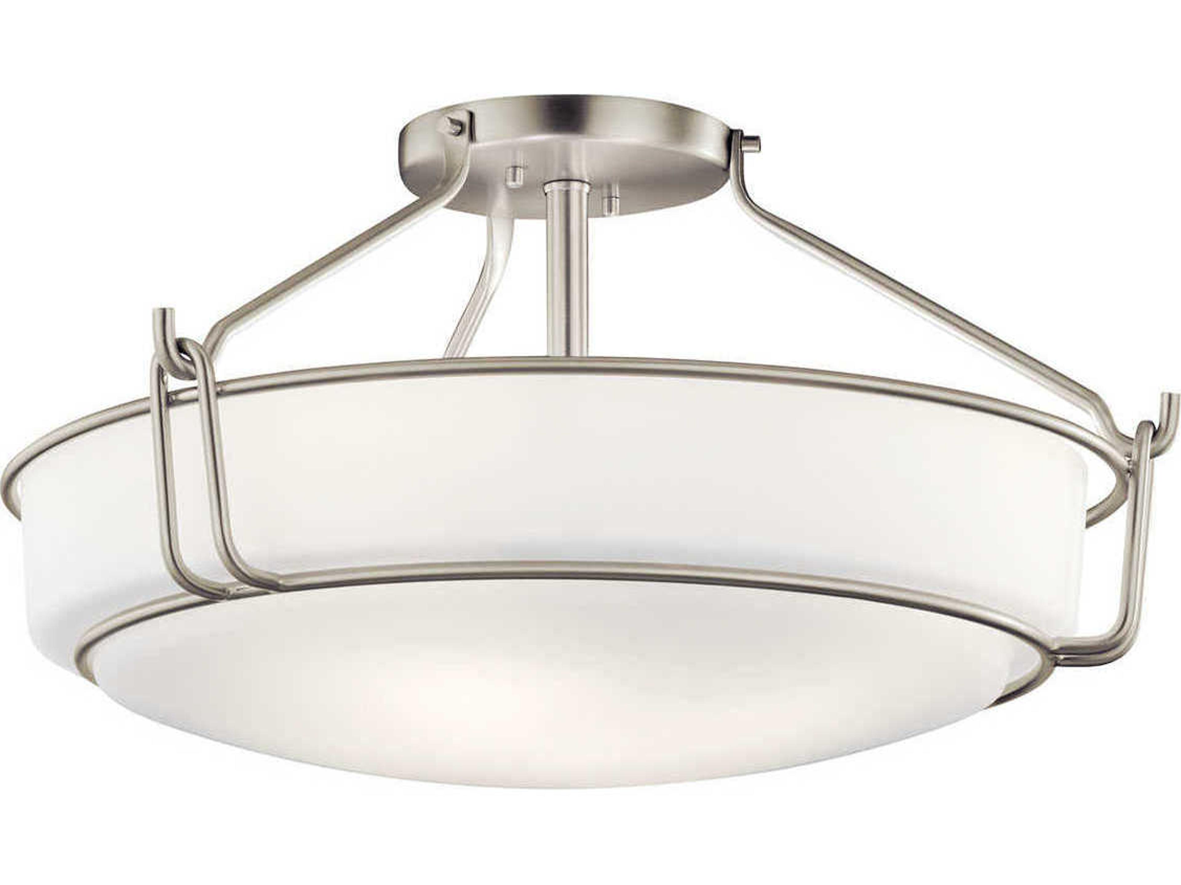 Kichler Alkire 4-Light Brushed Nickel Glass Bowl Round Semi Flush Mount