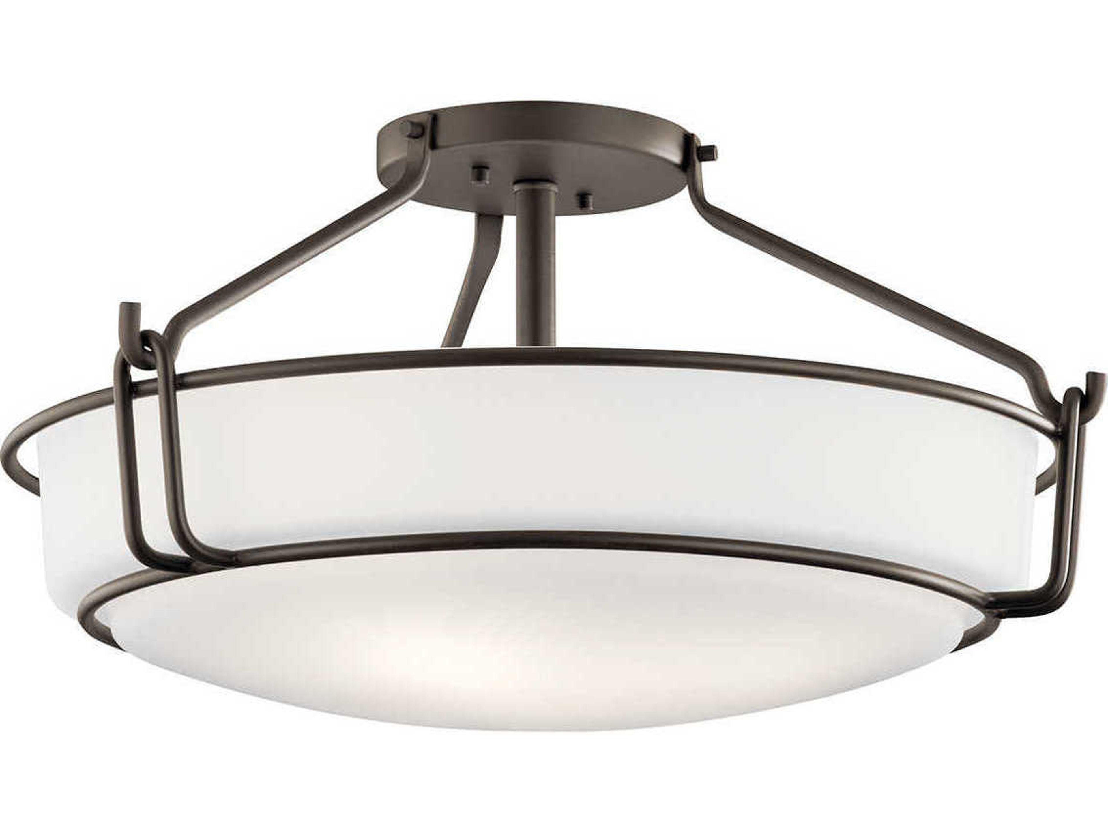 Kichler Alkire 4-Light Olde Bronze Glass Bowl Round Semi Flush Mount