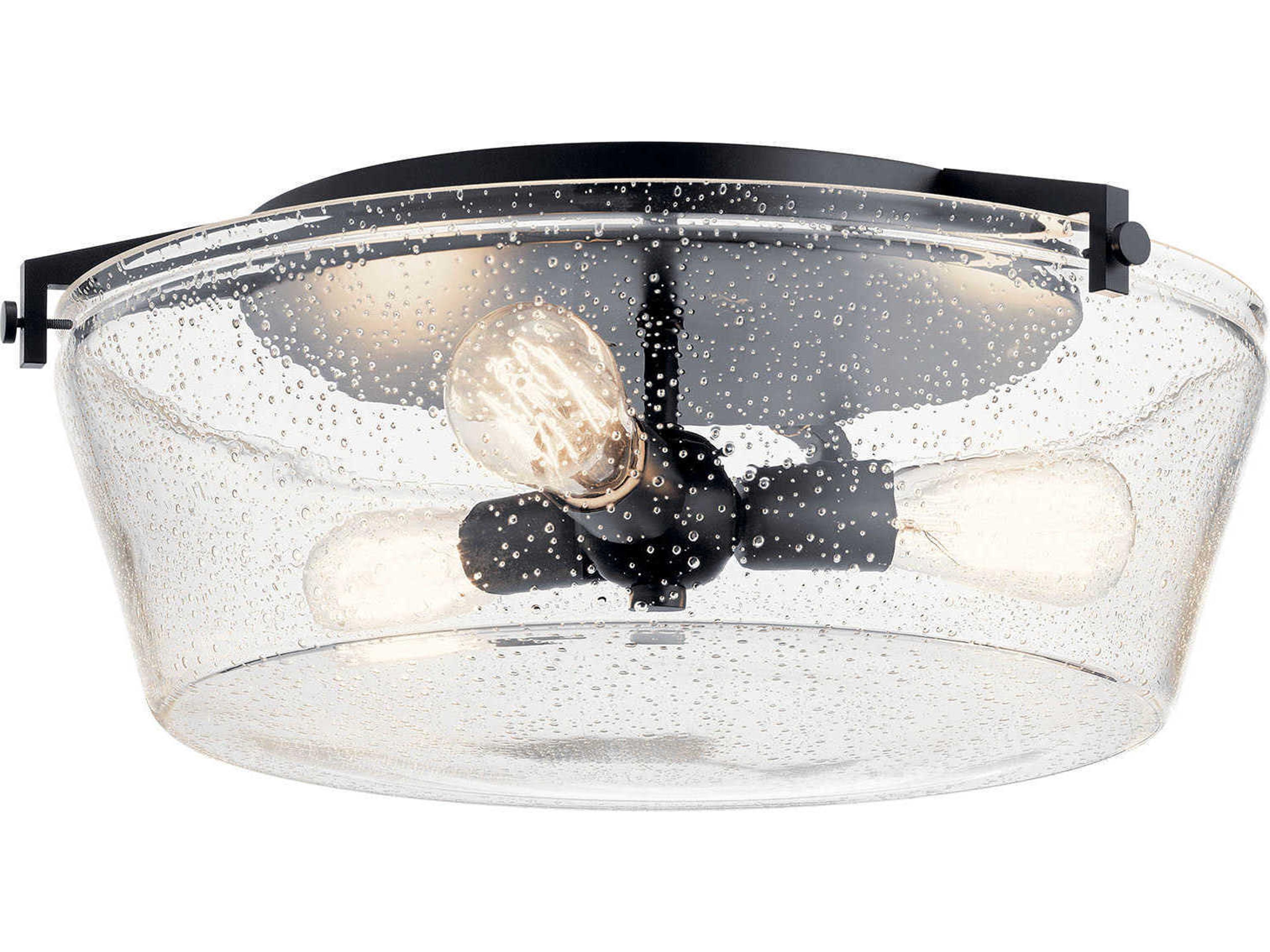 Kichler Alton 3-Light Black Glass Bowl Flush Mount