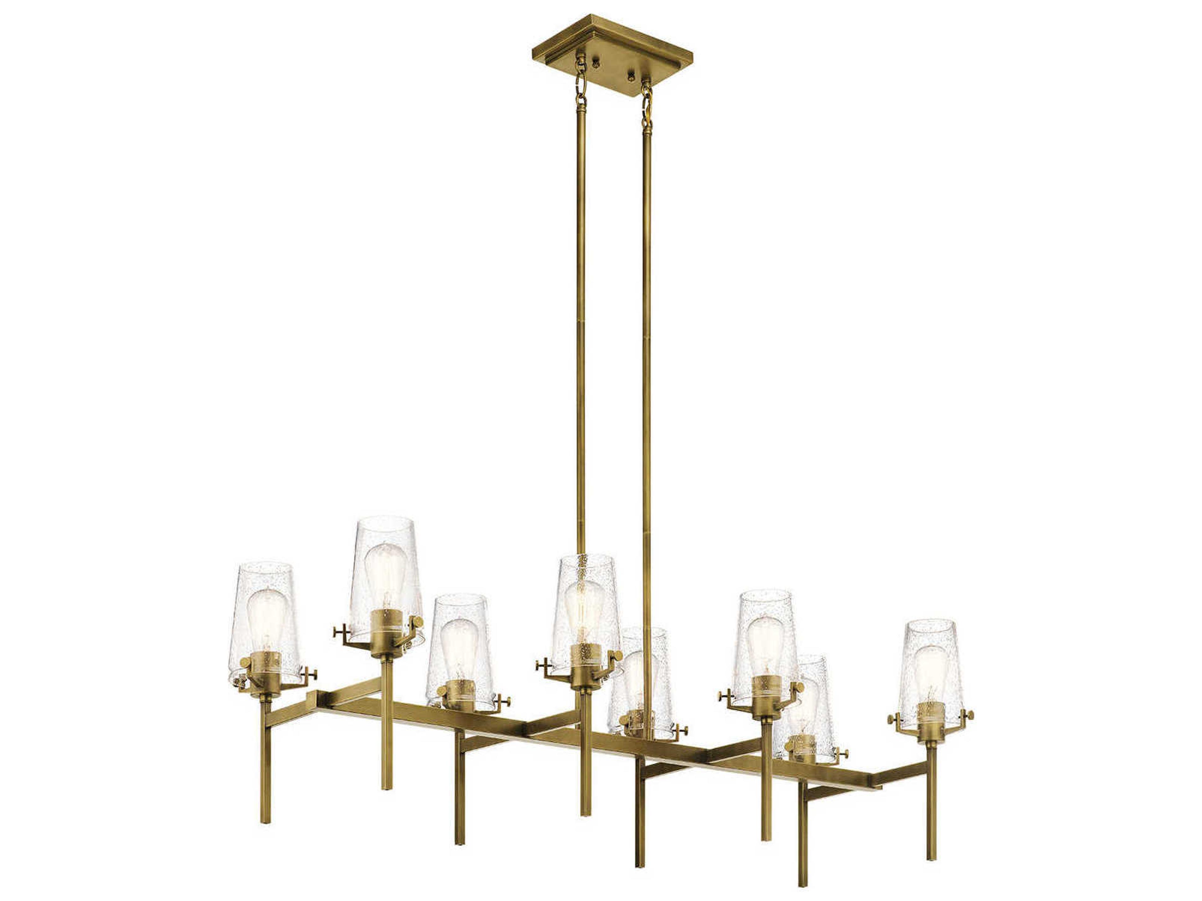 Kichler Alton 8-Light Natural Brass Glass Linear Island Pendant