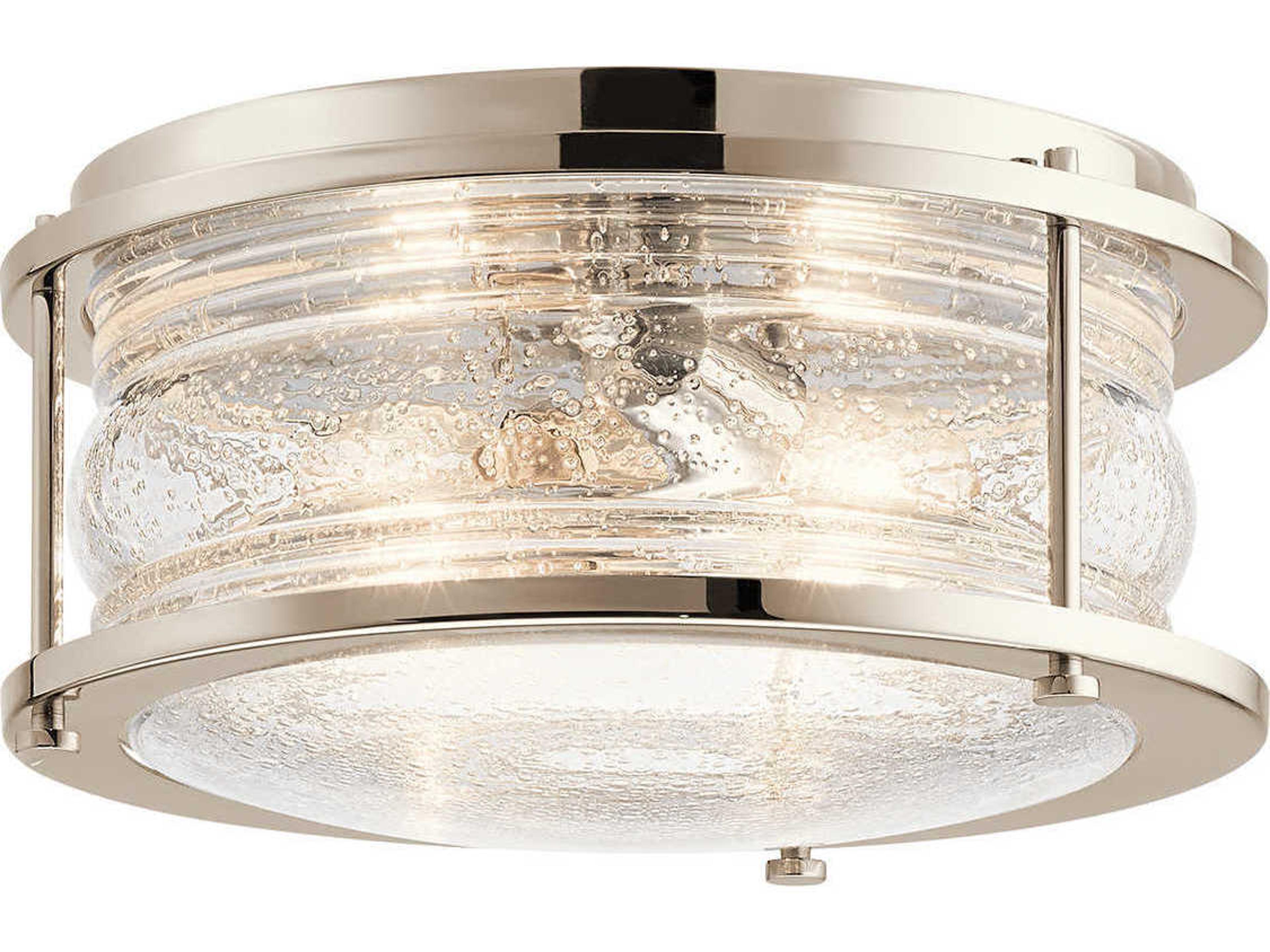 Kichler Ashland Bay 2-Light Polished Nickel Glass Cylinder Drum Flush Mount
