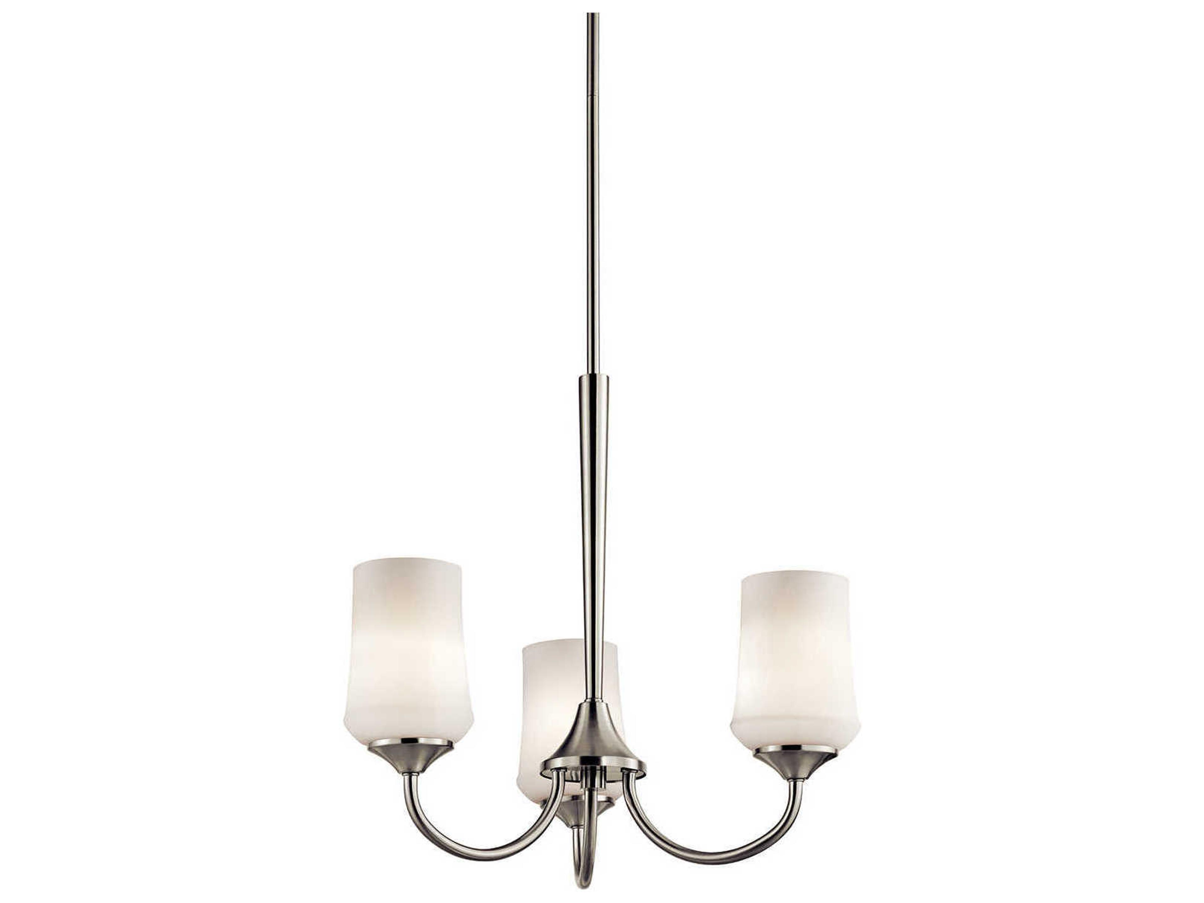 Kichler Aubrey 3-Light Brushed Nickel Glass LED Round Chandelier