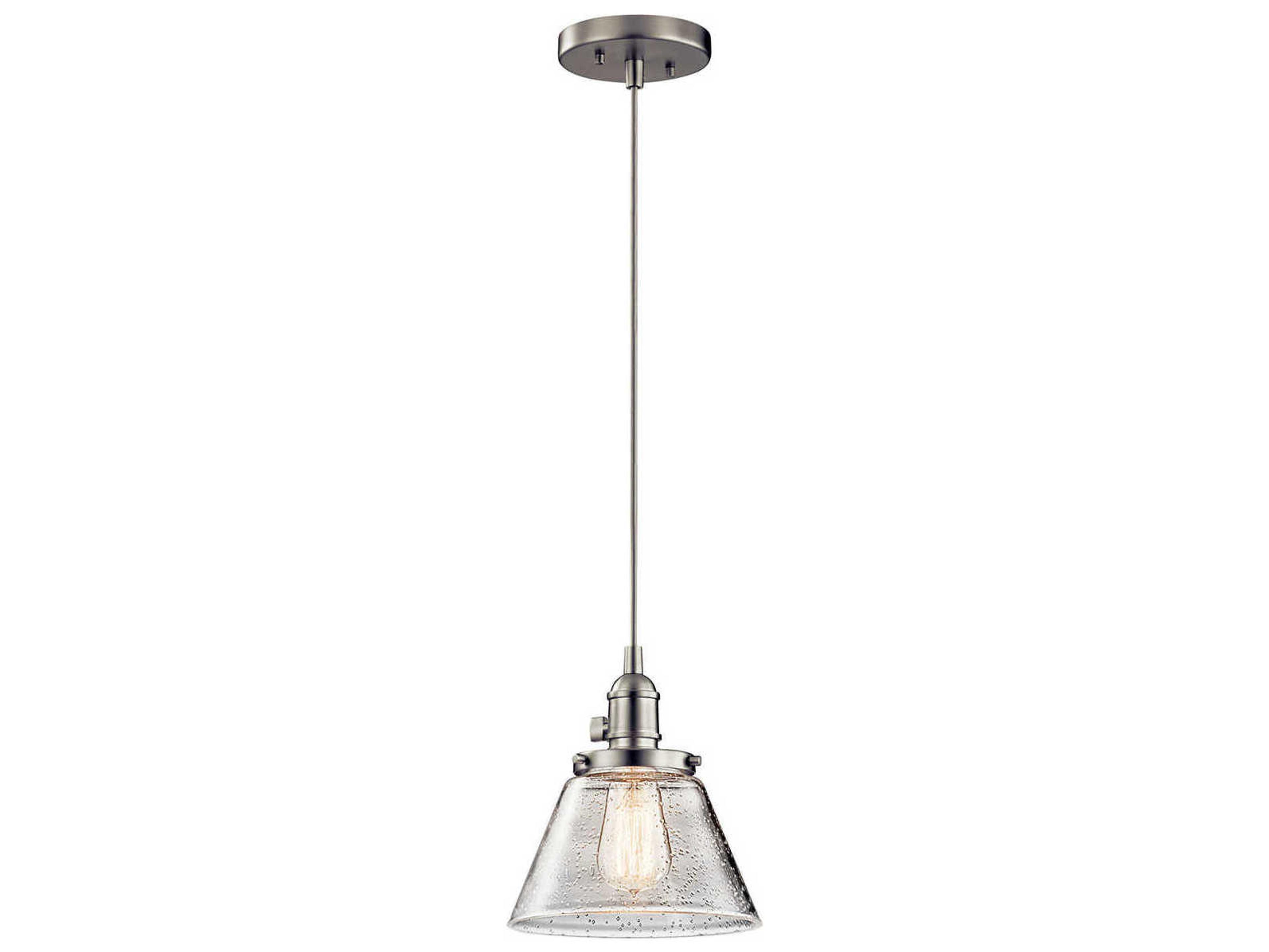 Kichler Avery 1-Light Brushed Nickel Glass Dome Round Mini Pendant