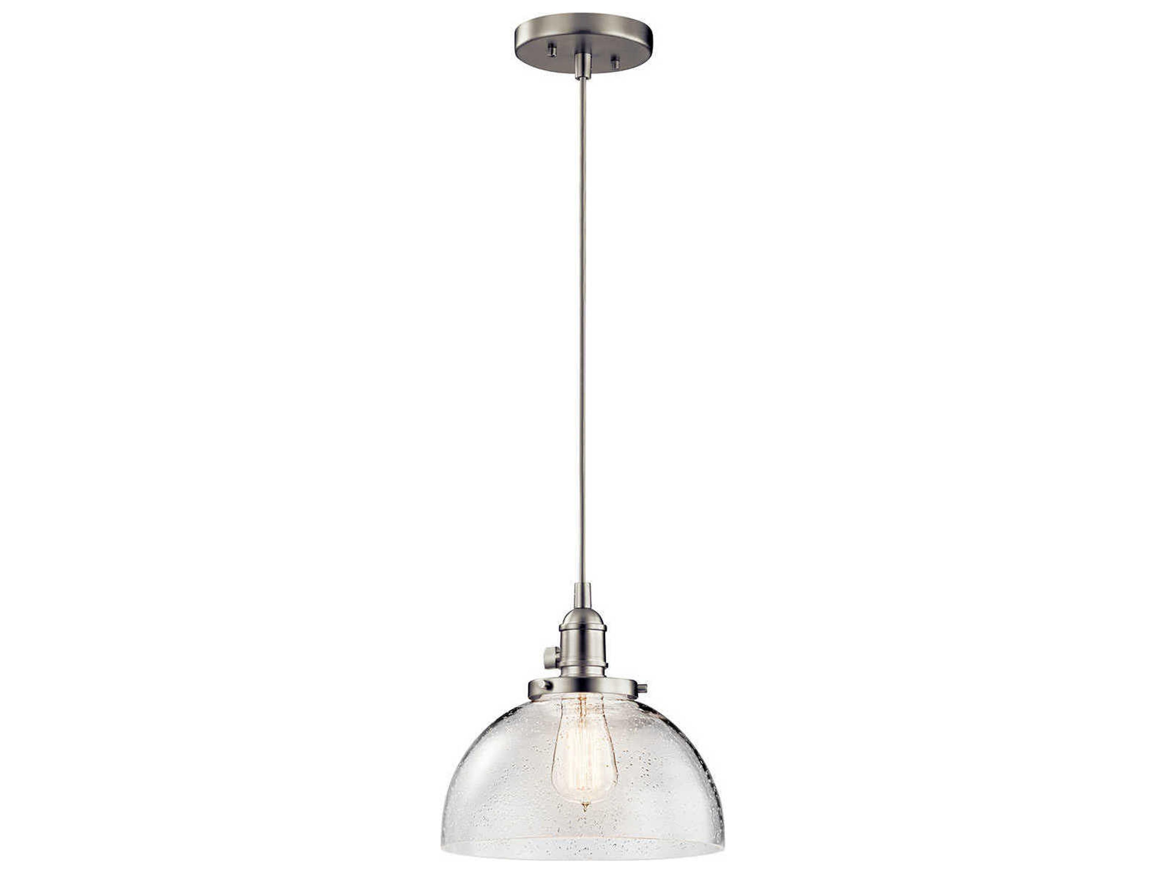 Kichler Avery 1-Light Brushed Nickel Glass Dome Round Mini Pendant
