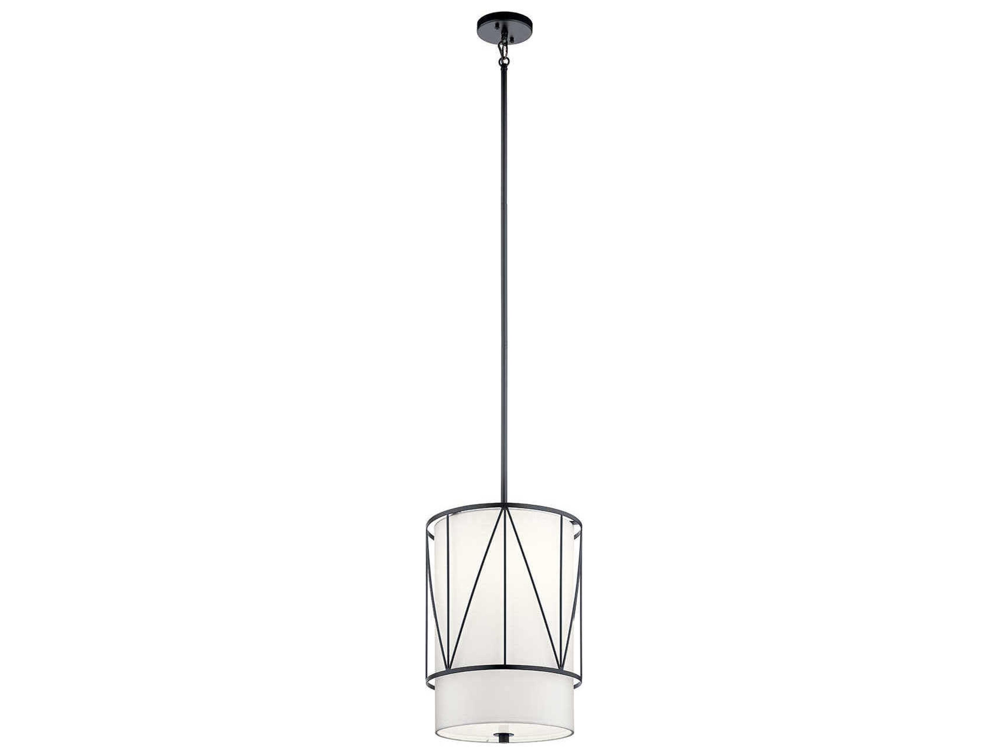 Kichler Birkleigh 1-Light Black Glass Cylinder Drum Mini Pendant