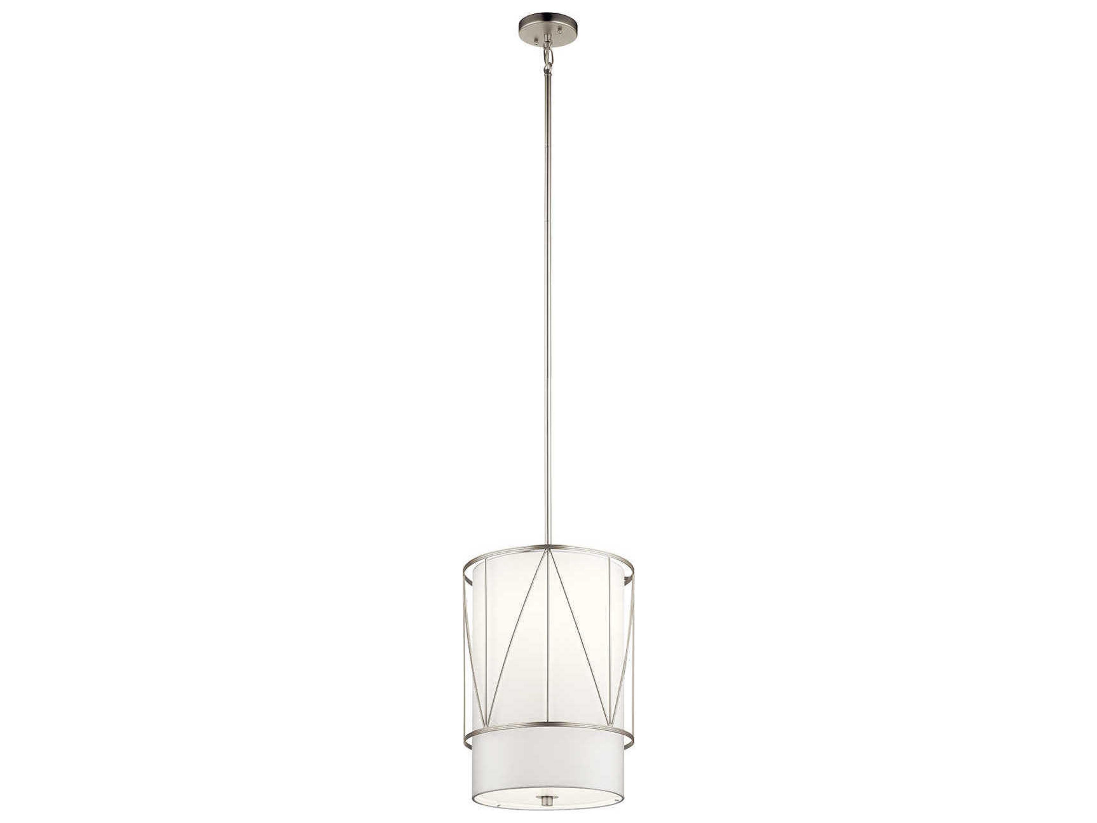 Kichler Birkleigh 1-Light Satin Nickel Glass Cylinder Drum Mini Pendant