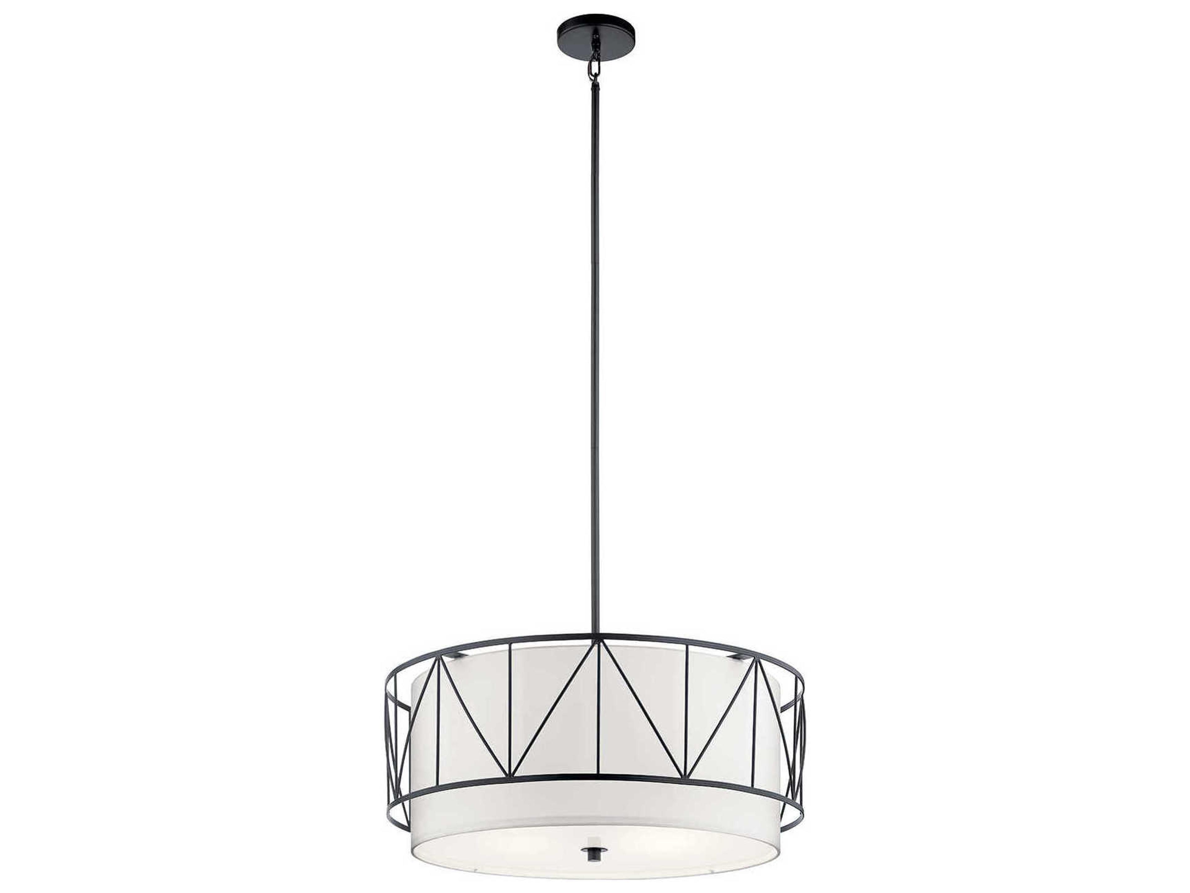 Kichler Birkleigh 4-Light Black Glass Cylinder Drum Pendant