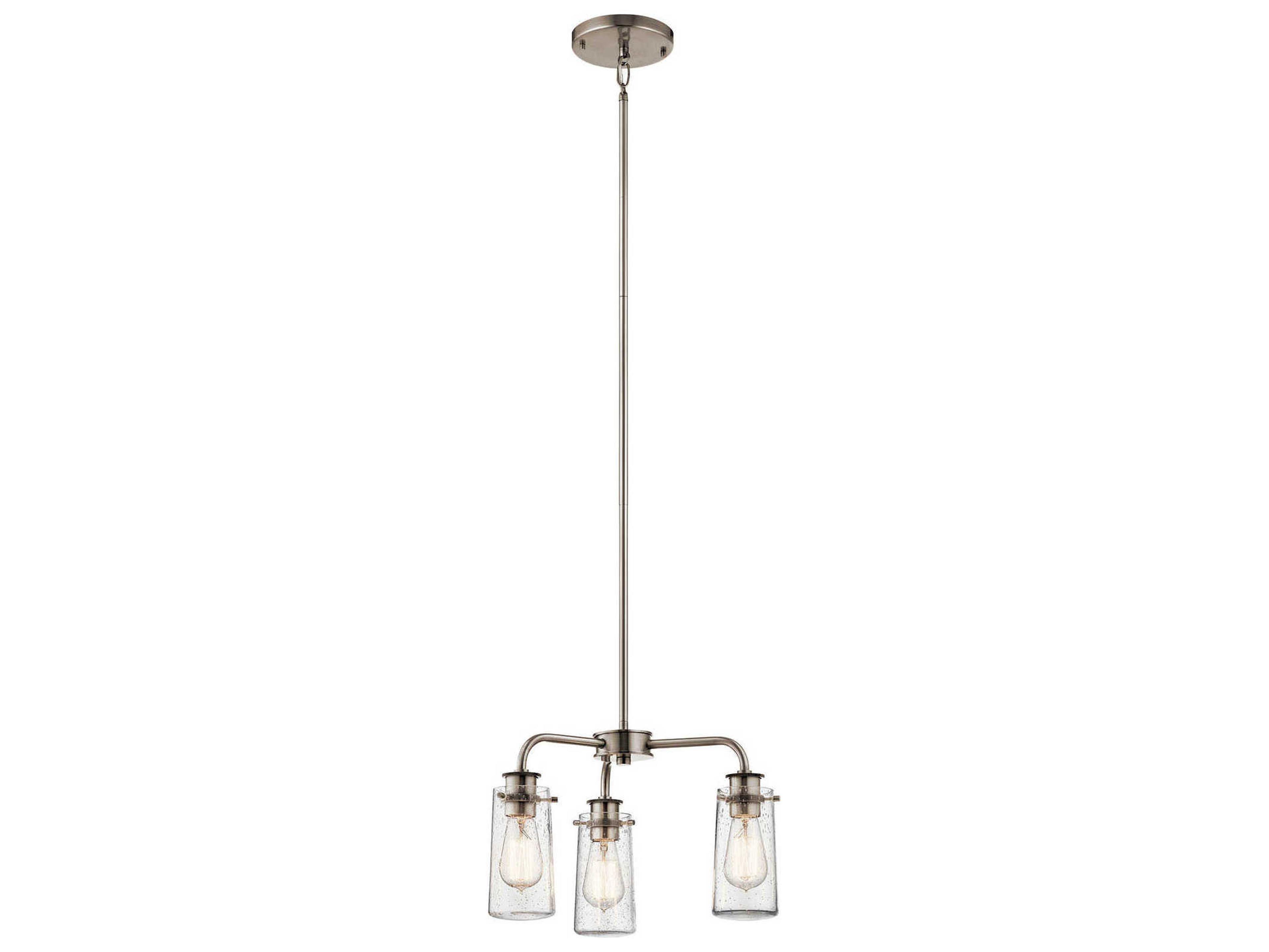Kichler Braelyn 3-Light Classic Pewter Glass Cylinder Pendant