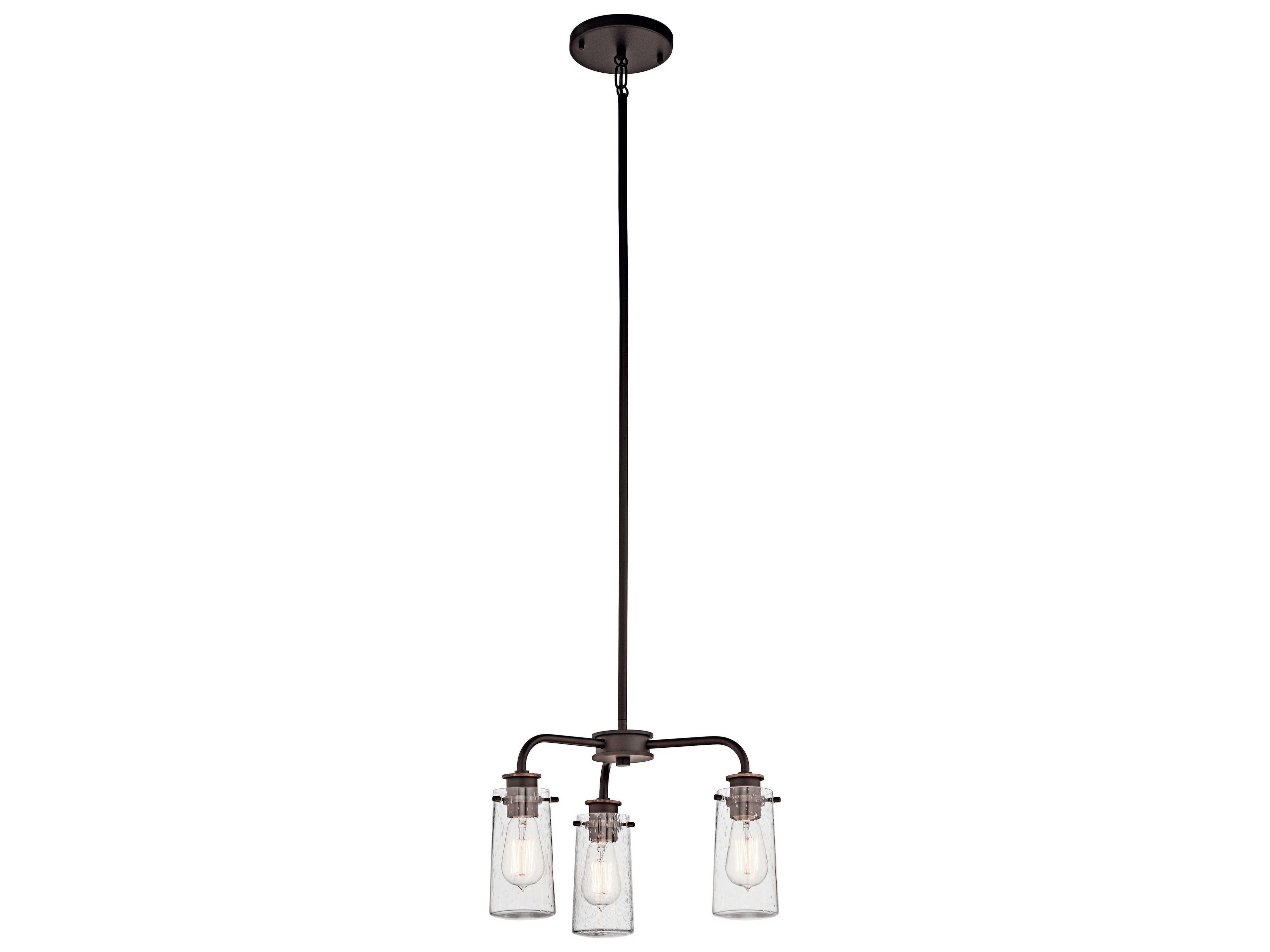 Kichler Braelyn 3-Light Olde Bronze Glass Cylinder Pendant