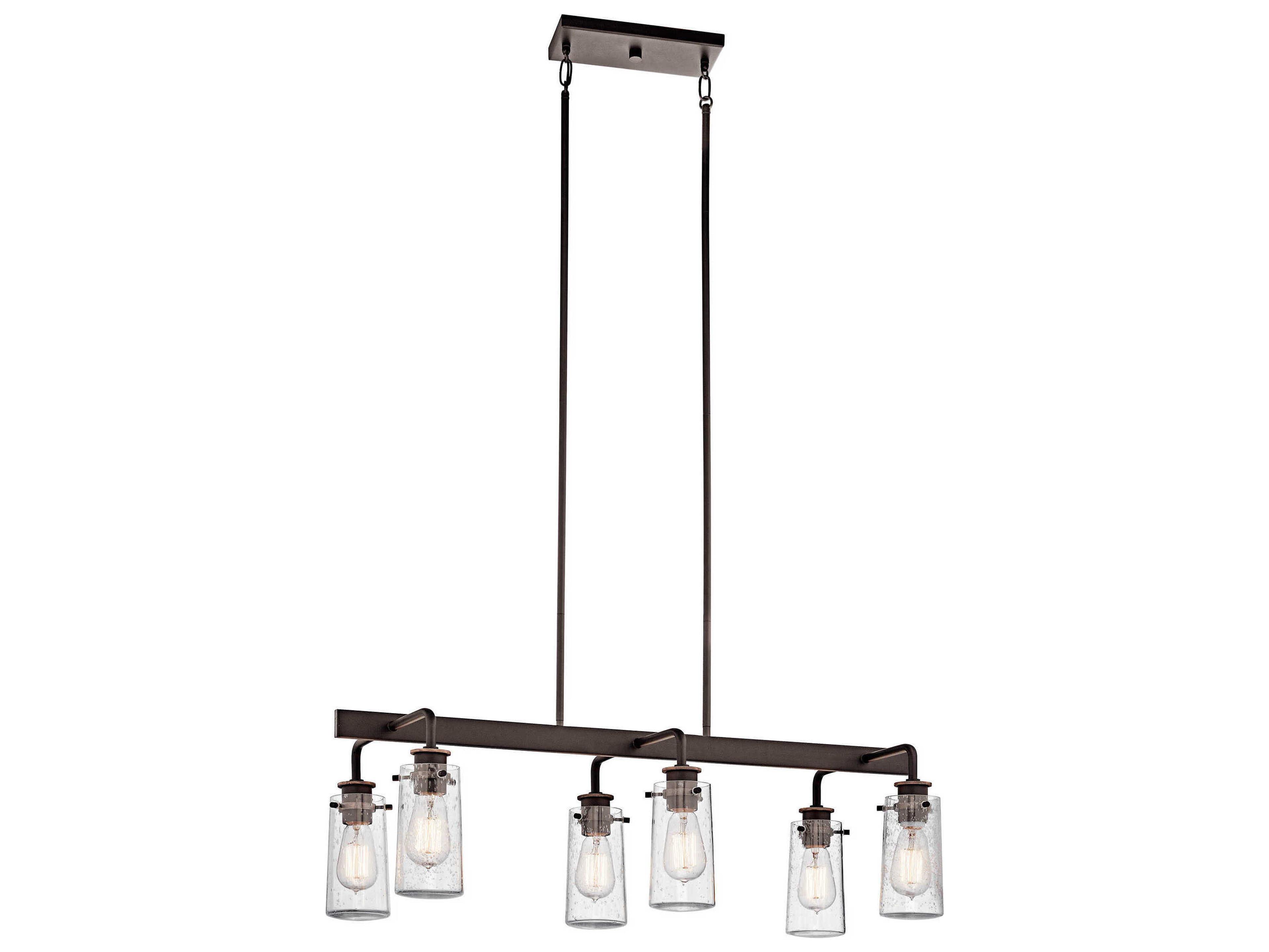Kichler Braelyn 6-Light Olde Bronze Glass Cylinder Island Pendant