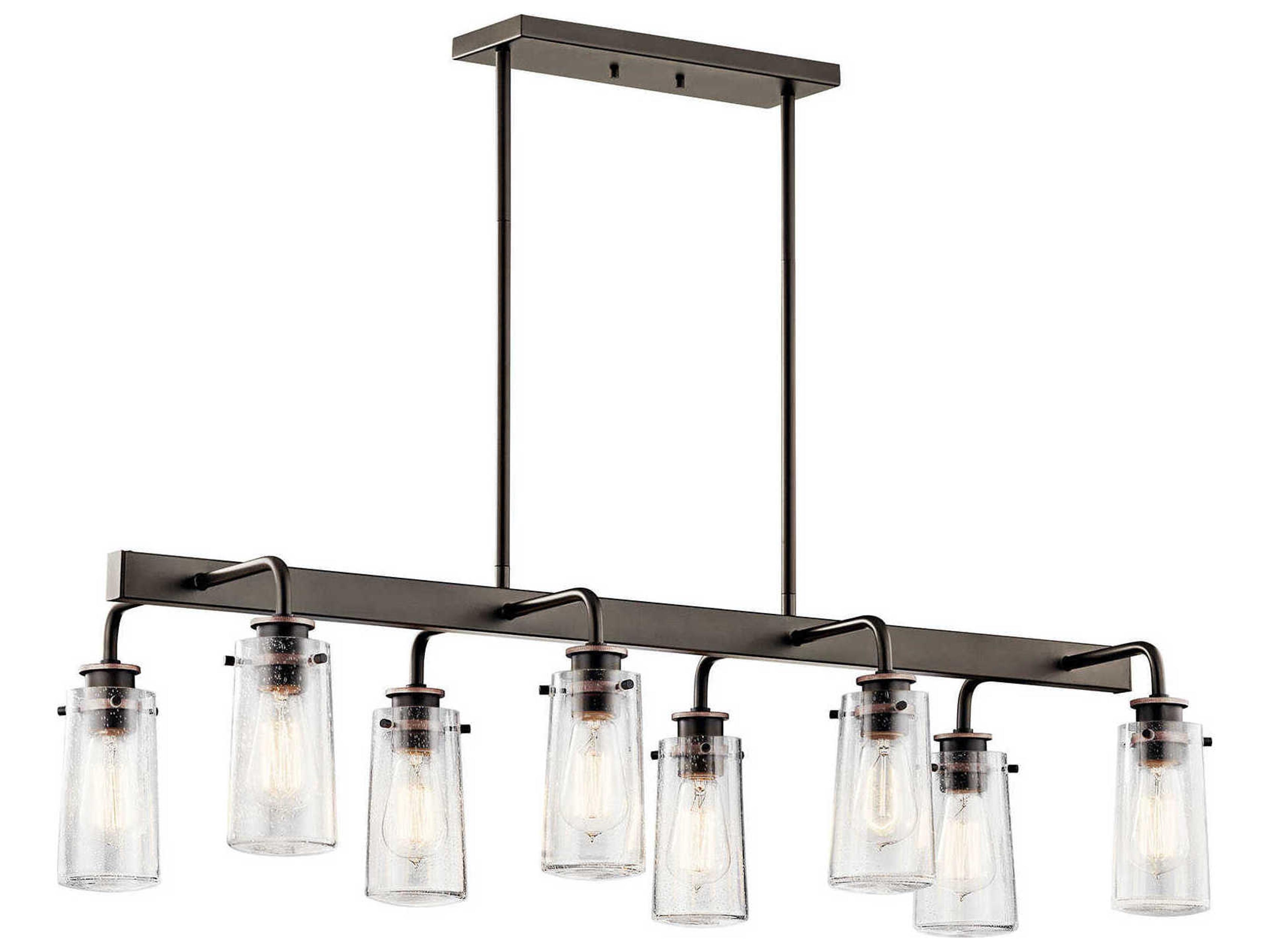 Kichler Braelyn 8-Light Olde Bronze Glass Cylinder Linear Island Pendant