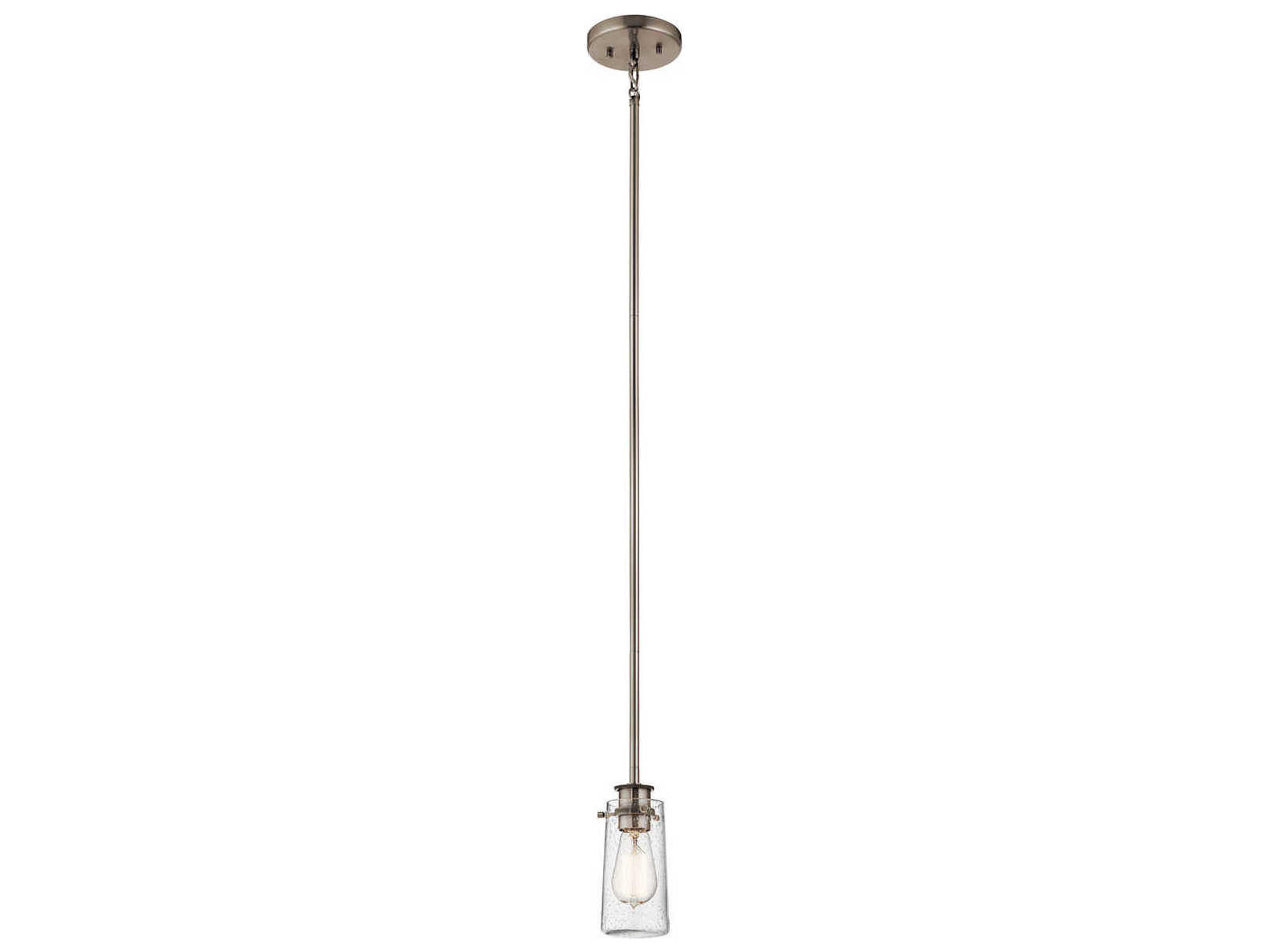 Kichler Braelyn 1-Light Classic Pewter Glass Cylinder Mini Pendant