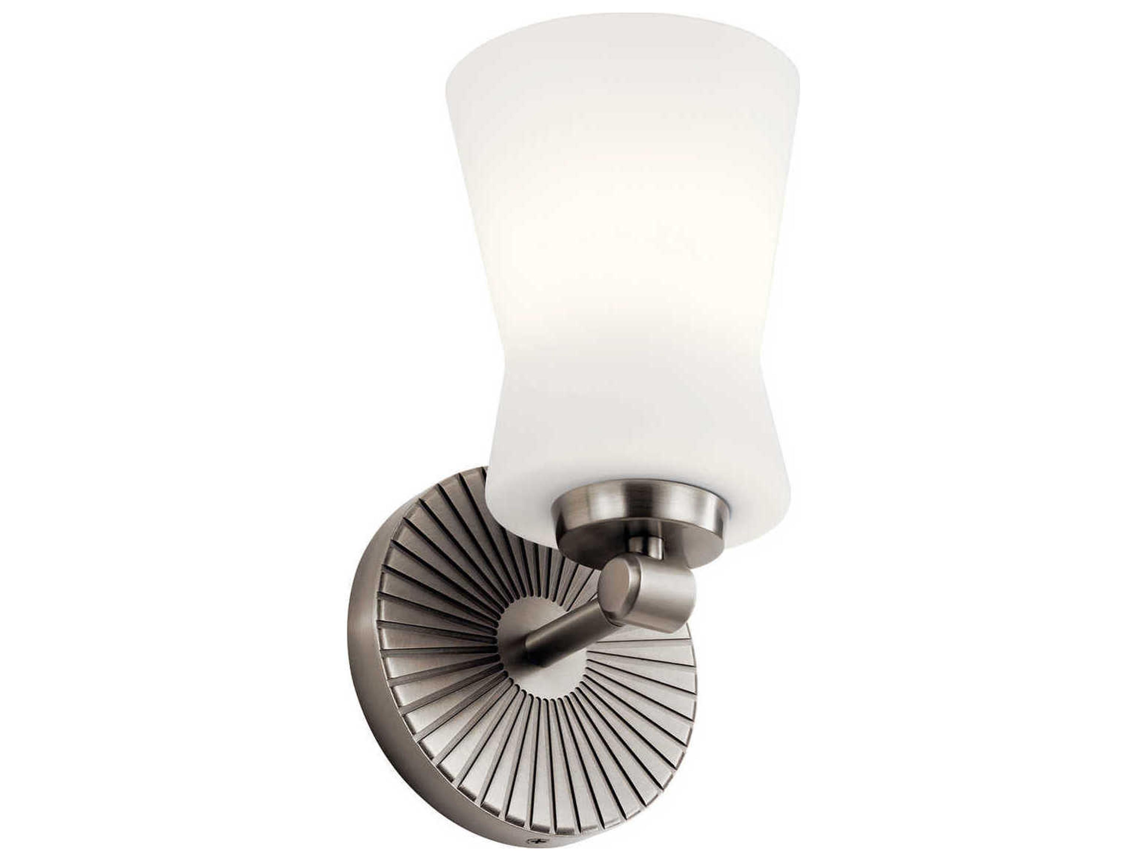 Kichler Brianne 1-Light Classic Pewter Glass Wall Sconce