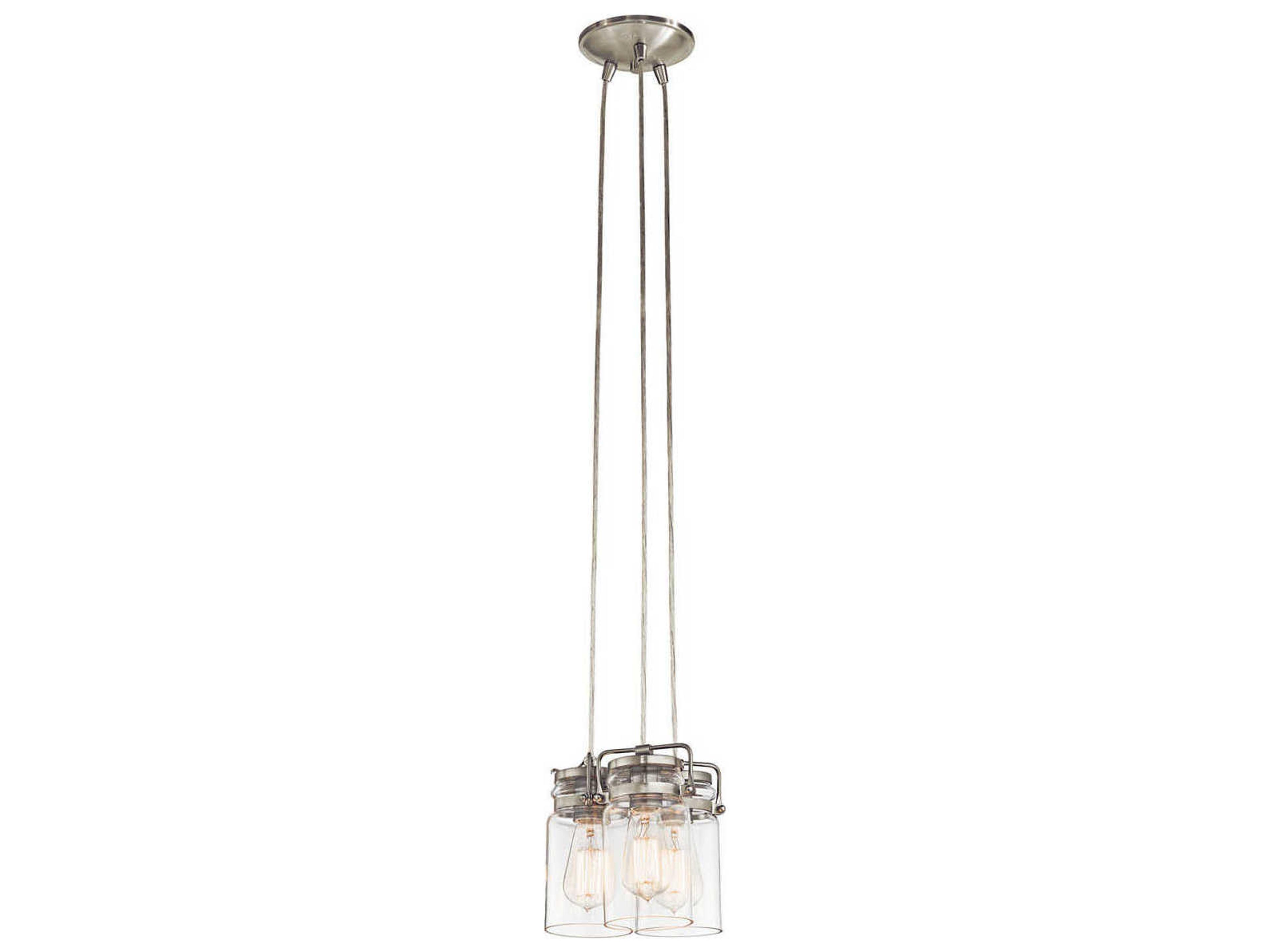 Kichler Brinley 3-Light Brushed Nickel Glass Cylinder Mini Pendant