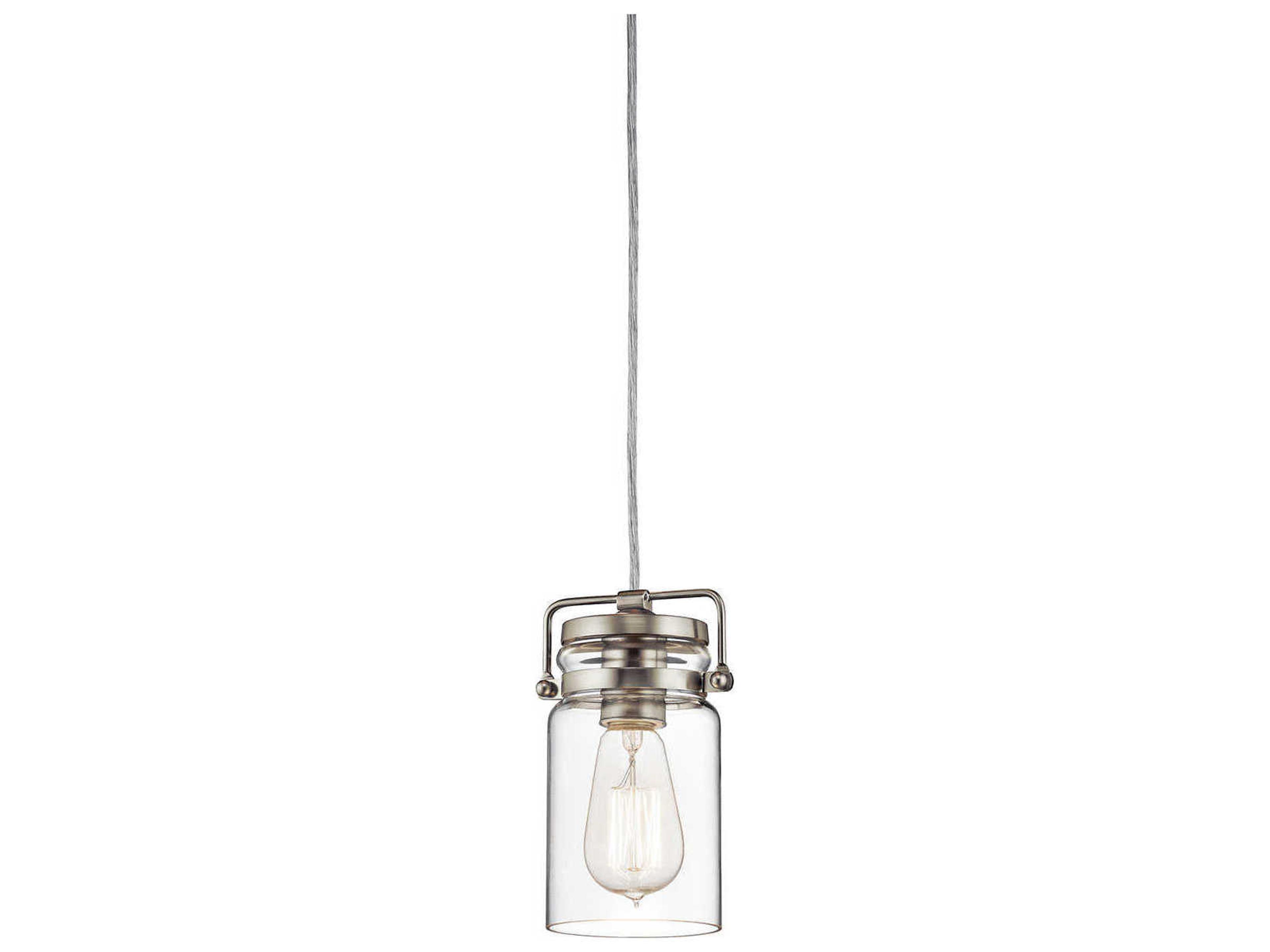 Kichler Brinley 1-Light Brushed Nickel Glass Cylinder Mini Pendant