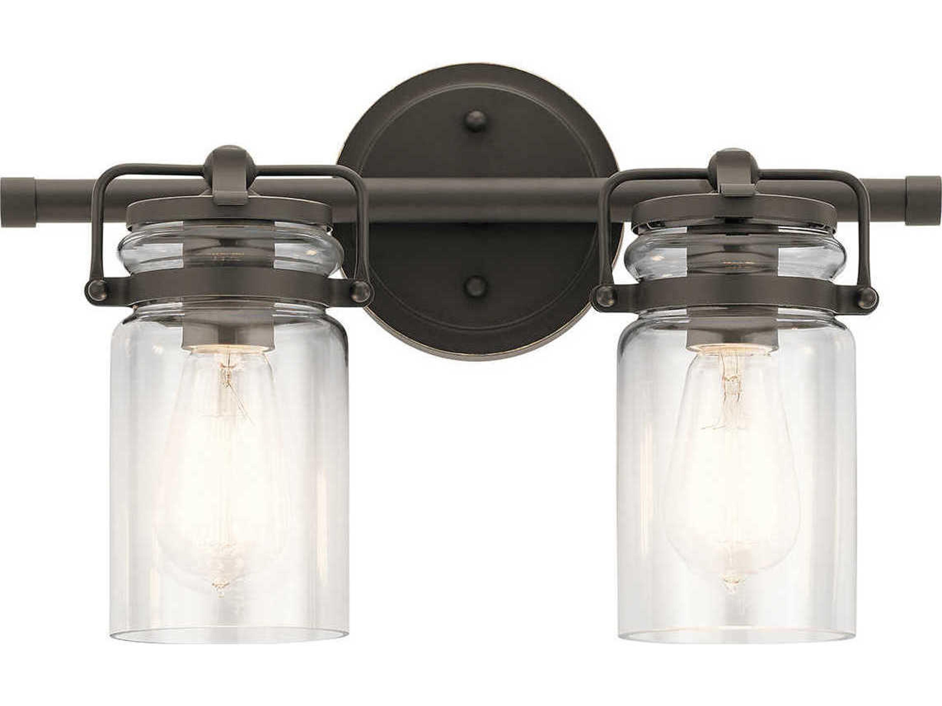 Kichler Brinley 2-Light Olde Bronze Glass Vanity Light