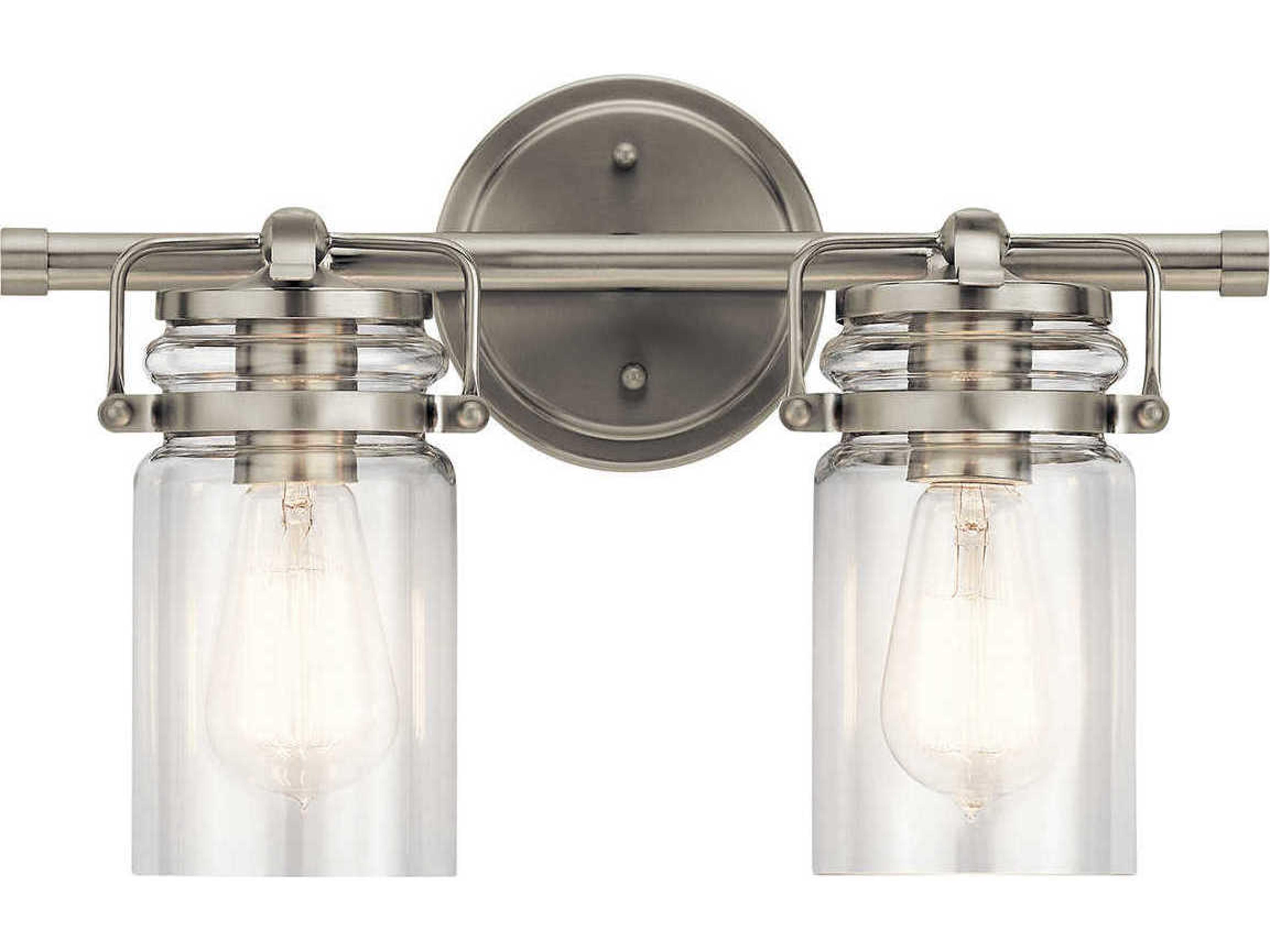 Kichler Brinley 2-Light Brushed Nickel Glass Vanity Light