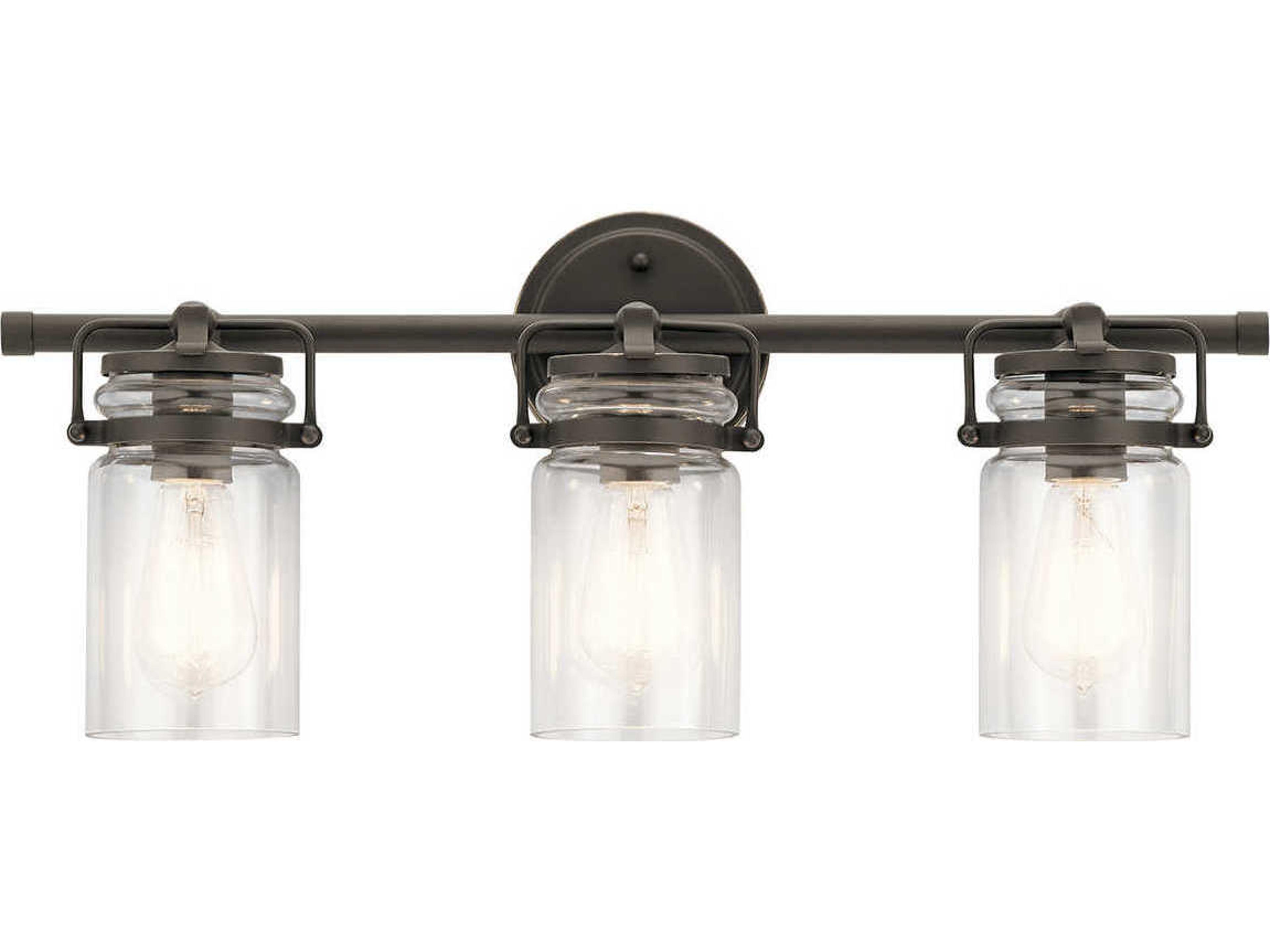 Kichler Brinley 3-Light Olde Bronze Glass Vanity Light