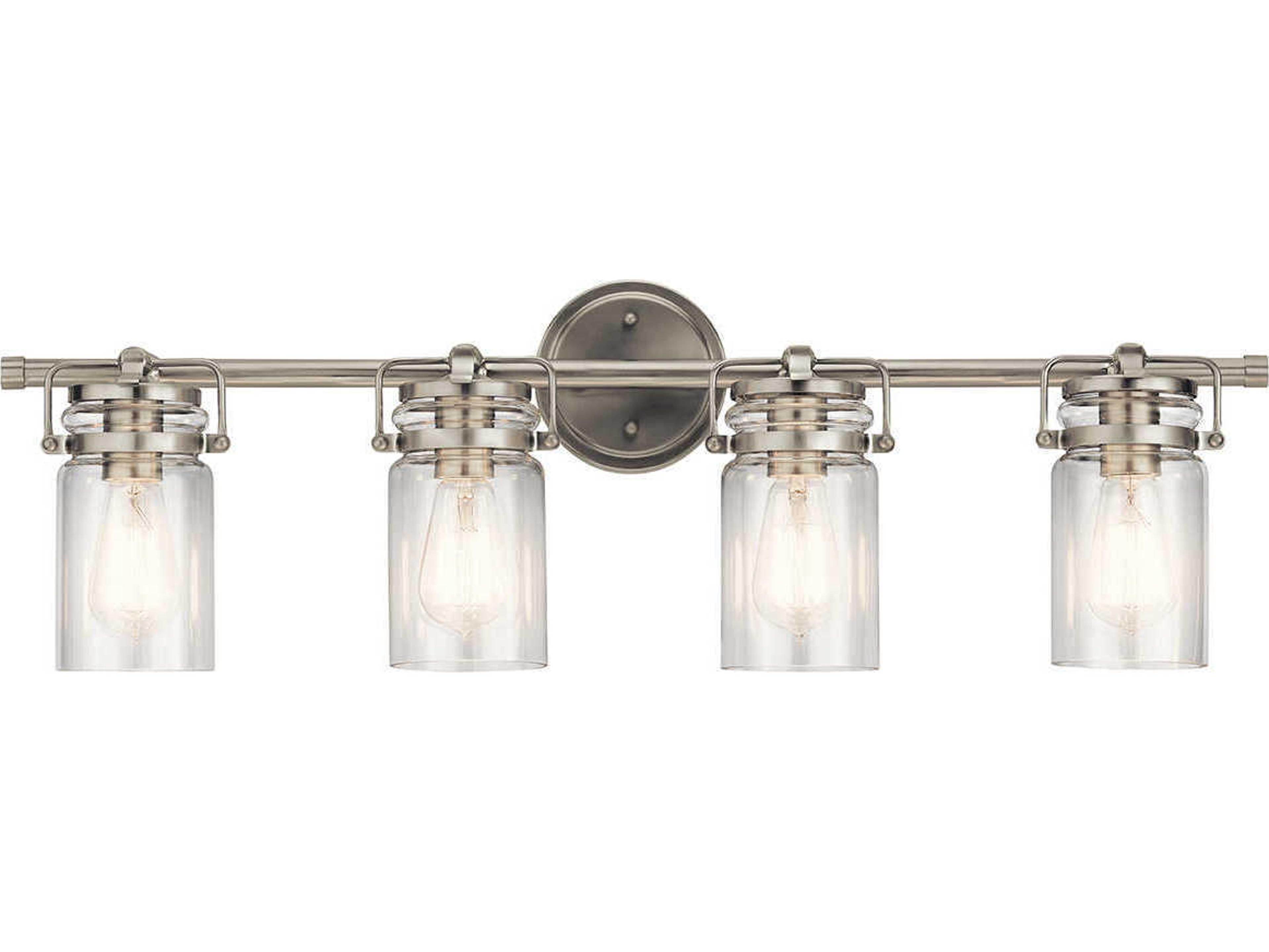 Kichler Brinley 4-Light Brushed Nickel Glass Vanity Light