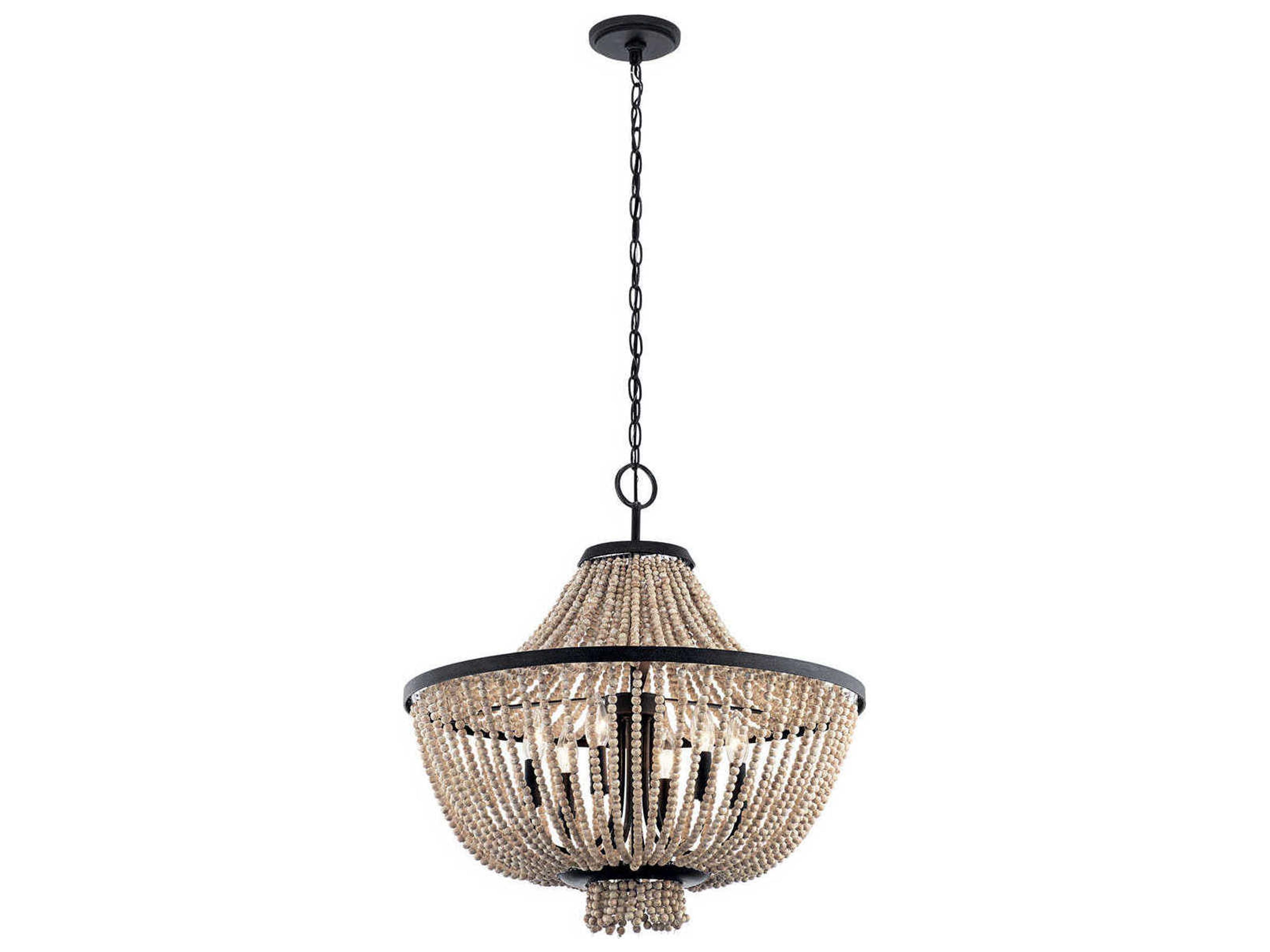 Kichler Brisbane 6-Light Distressed Black Candelabra Geometric Chandelier