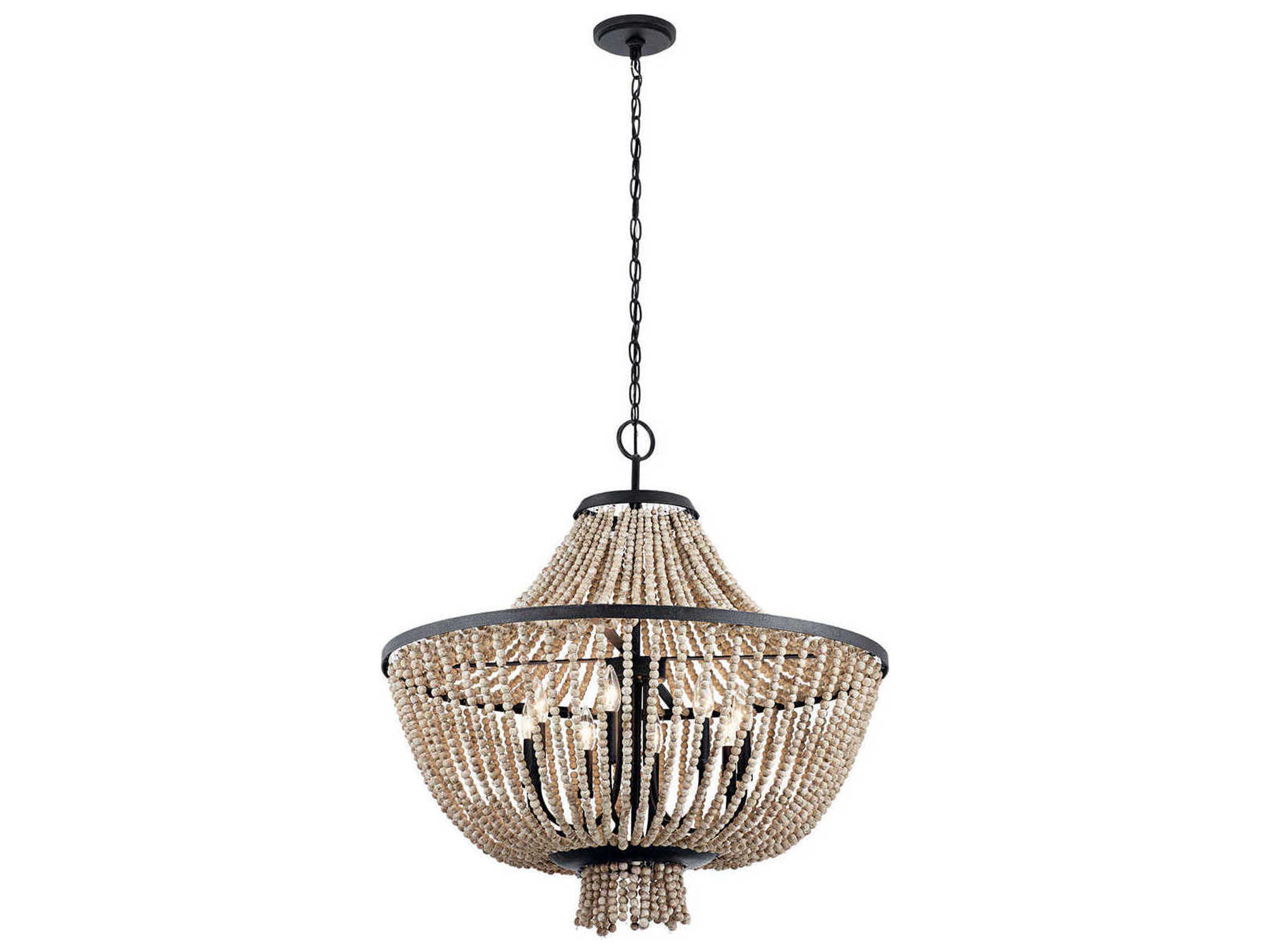 Kichler Brisbane 8-Light Distressed Black Candelabra Geometric Chandelier