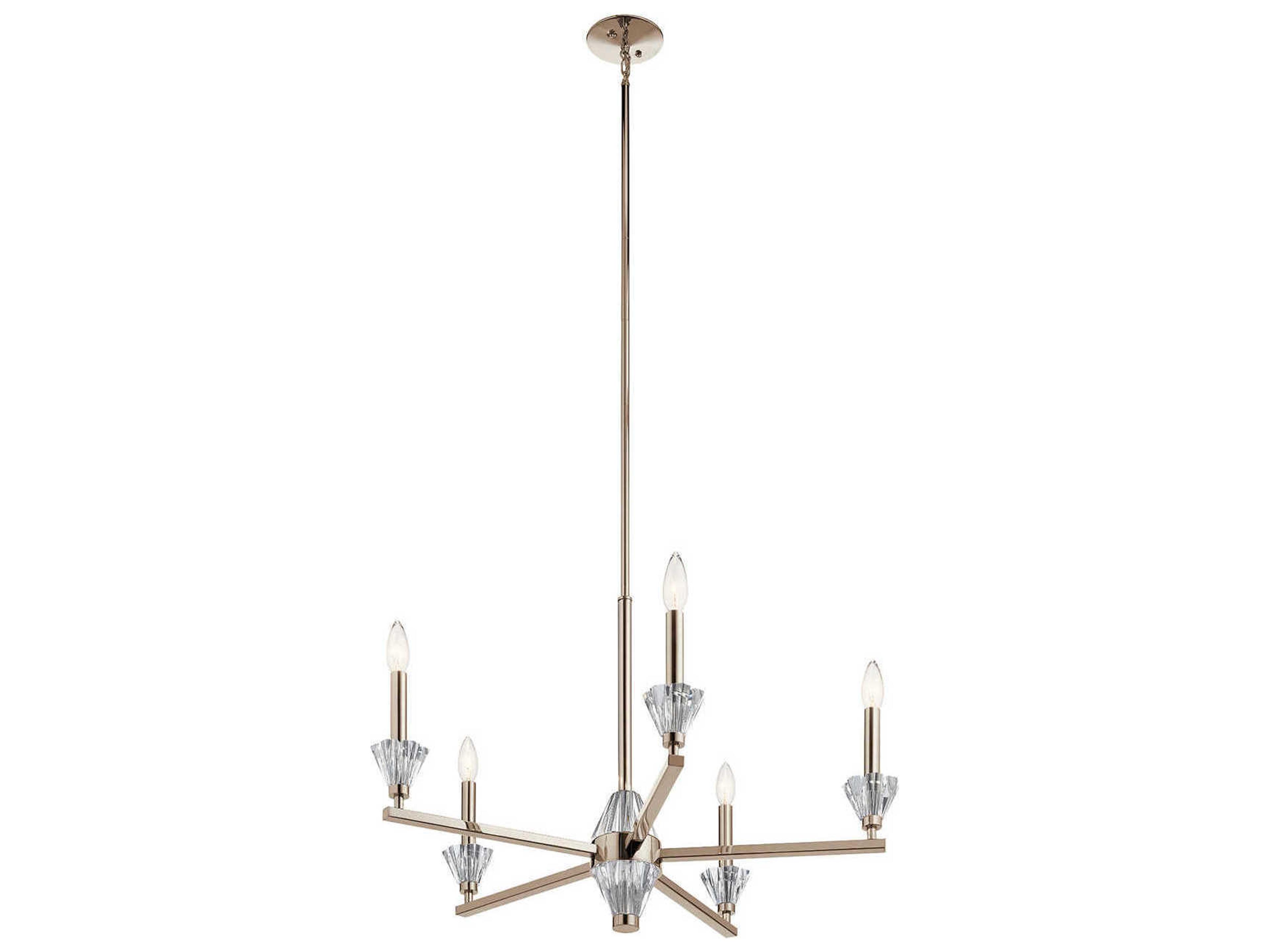 Kichler Calyssa 5-Light Polished Nickel Crystal Glass Candelabra Sputnik Chandelier
