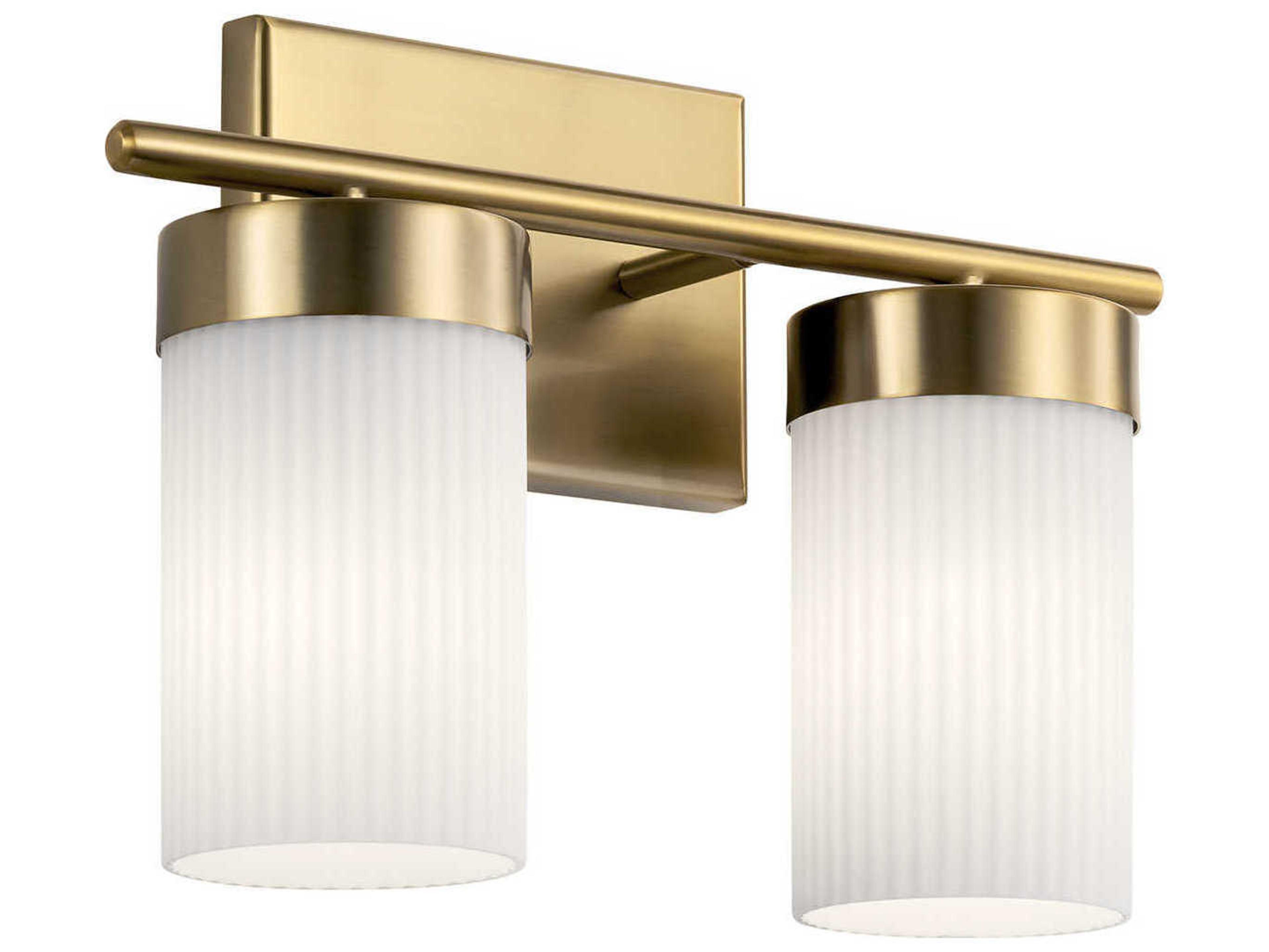 Kichler Ciona 2-Light Brushed Natural Brass Glass Vanity Light