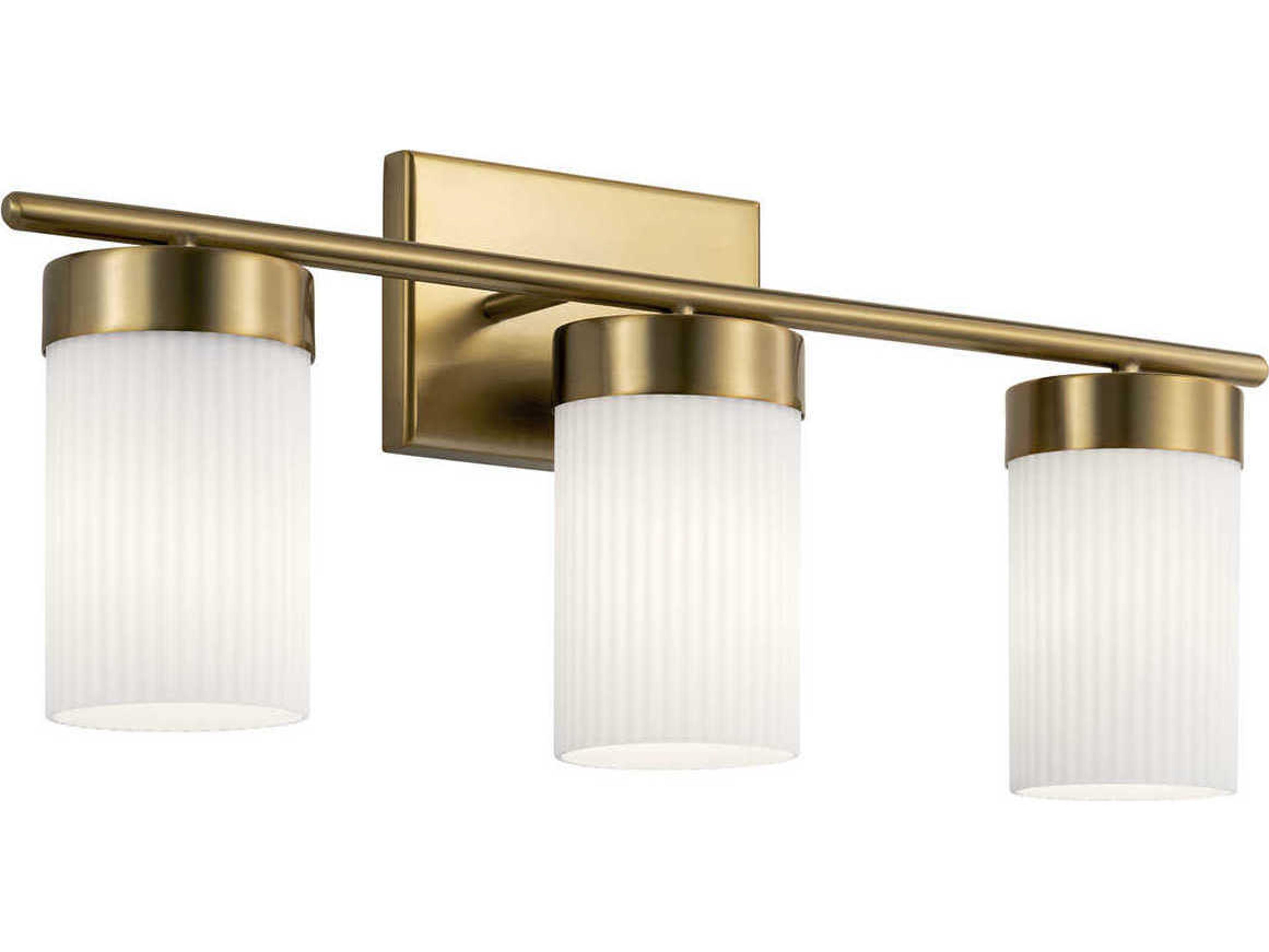 Kichler Ciona 3-Light Brushed Natural Brass Glass Vanity Light
