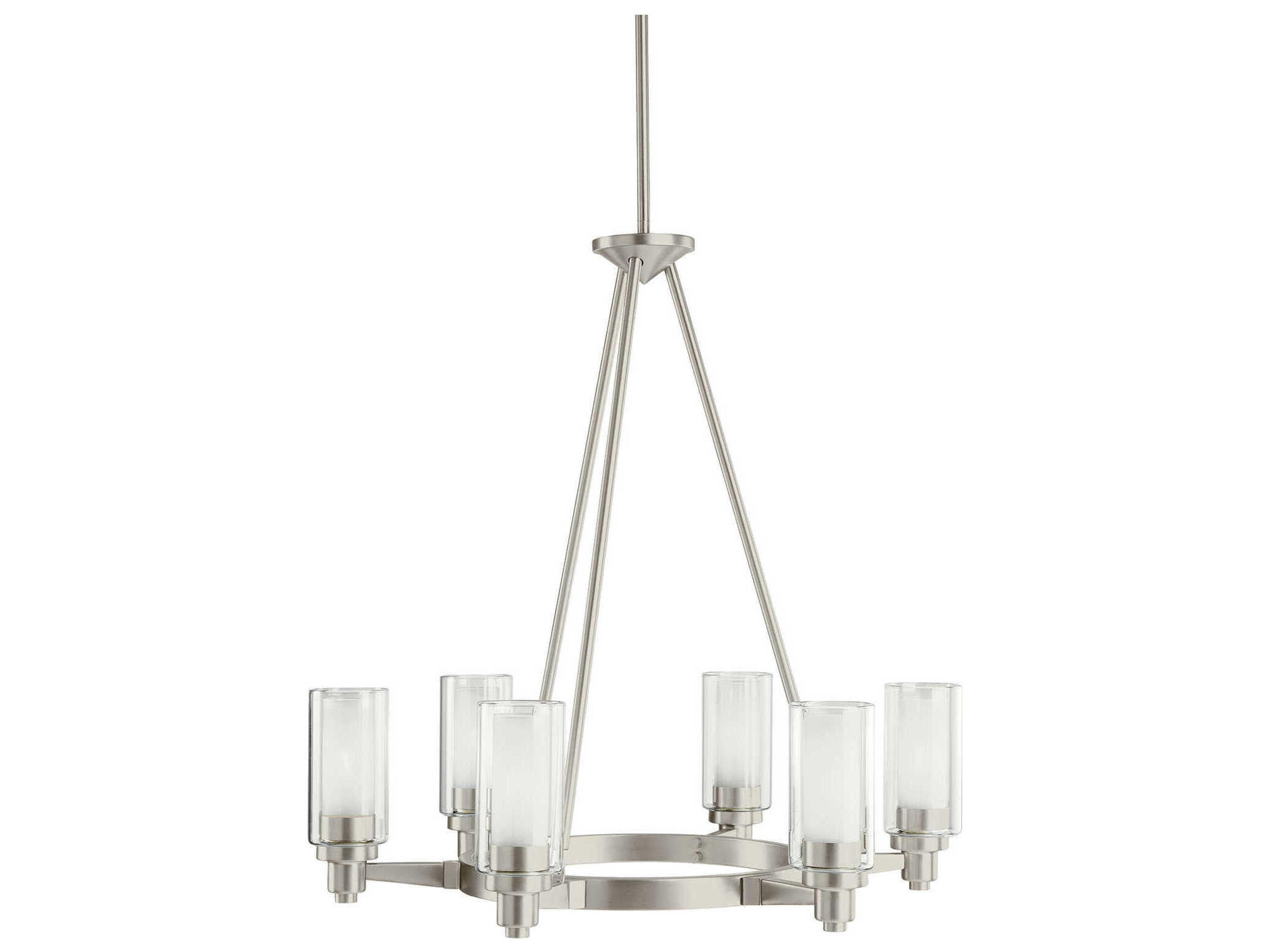 Kichler Circolo 6-Light Brushed Nickel Glass Cylinder Chandelier