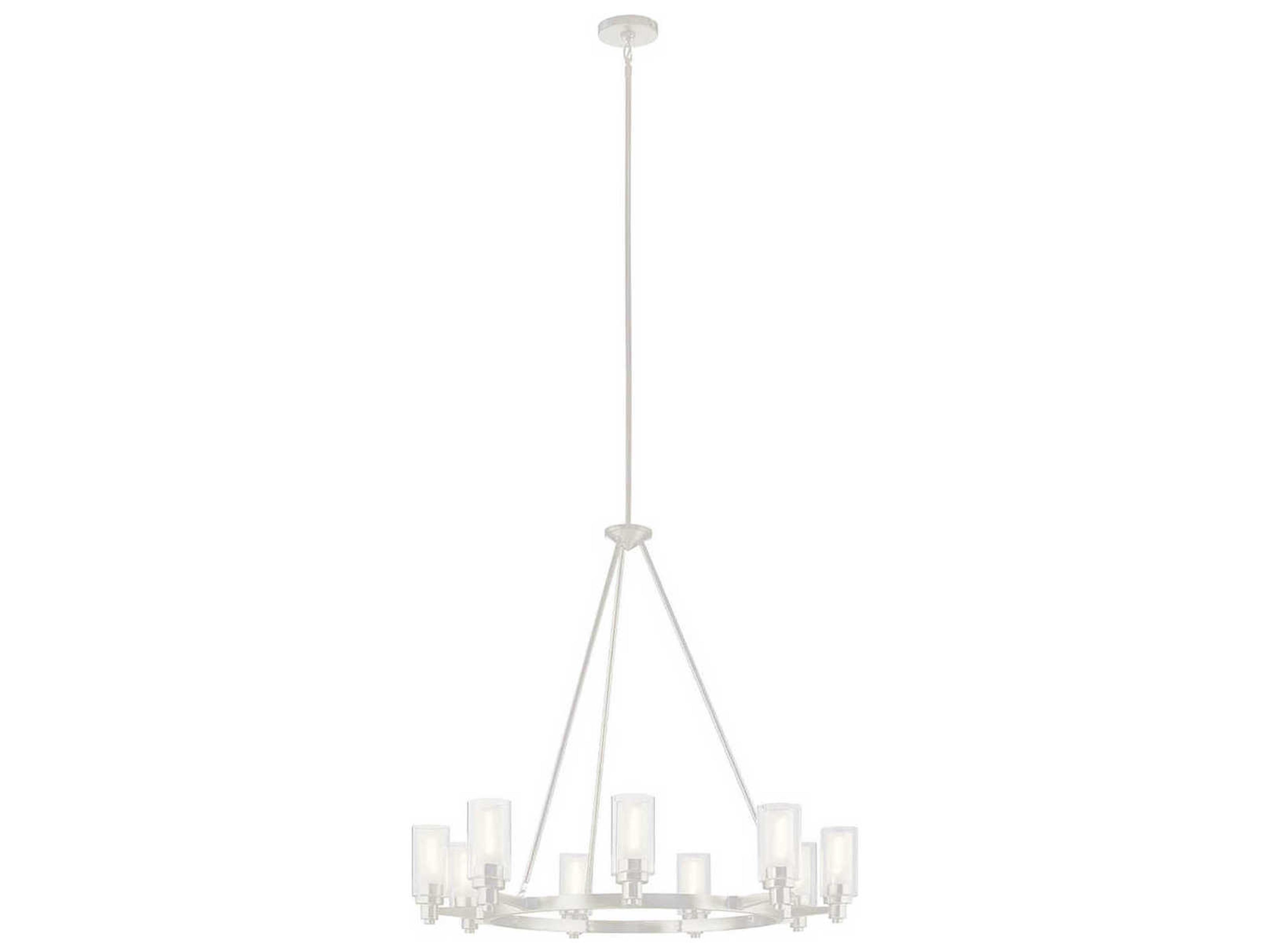 Kichler Circolo 9-Light Brushed Nickel Glass Cylinder Chandelier