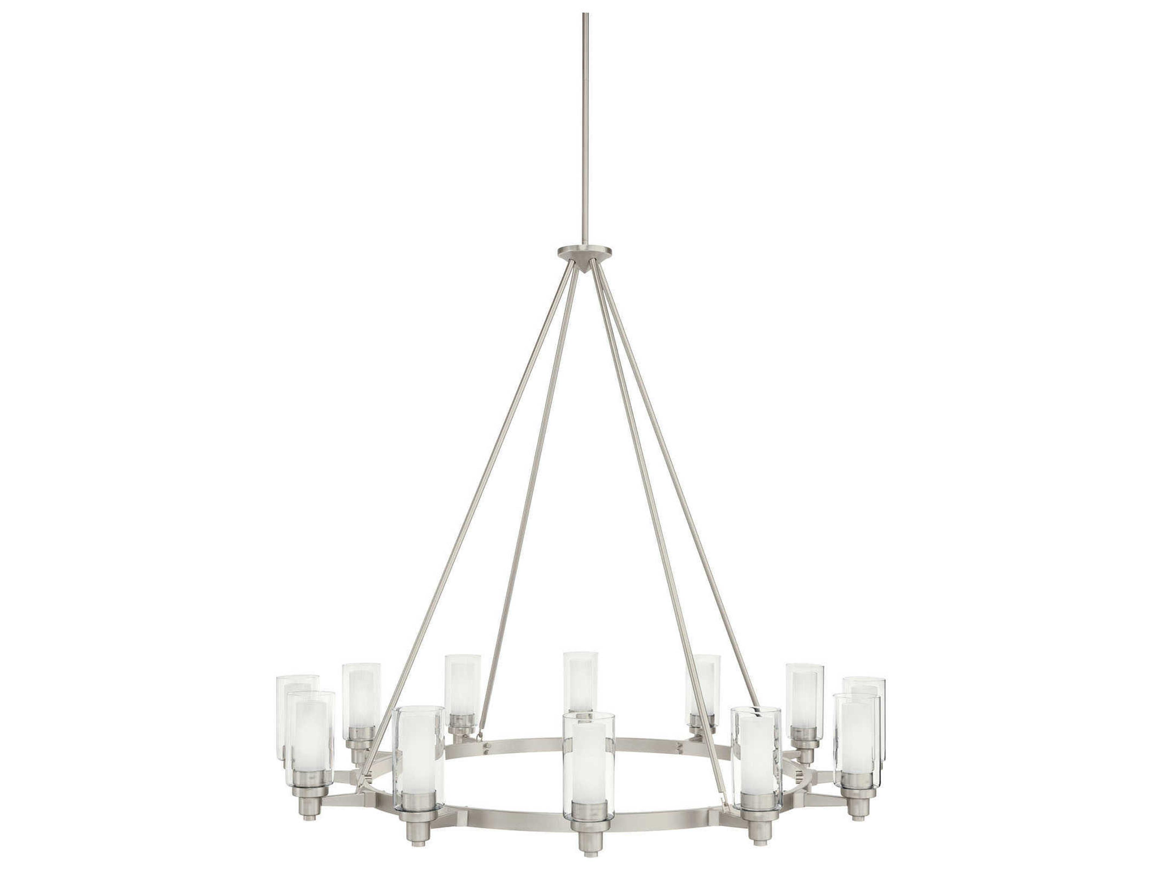 Kichler Circolo 12-Light Brushed Nickel Glass Cylinder Chandelier