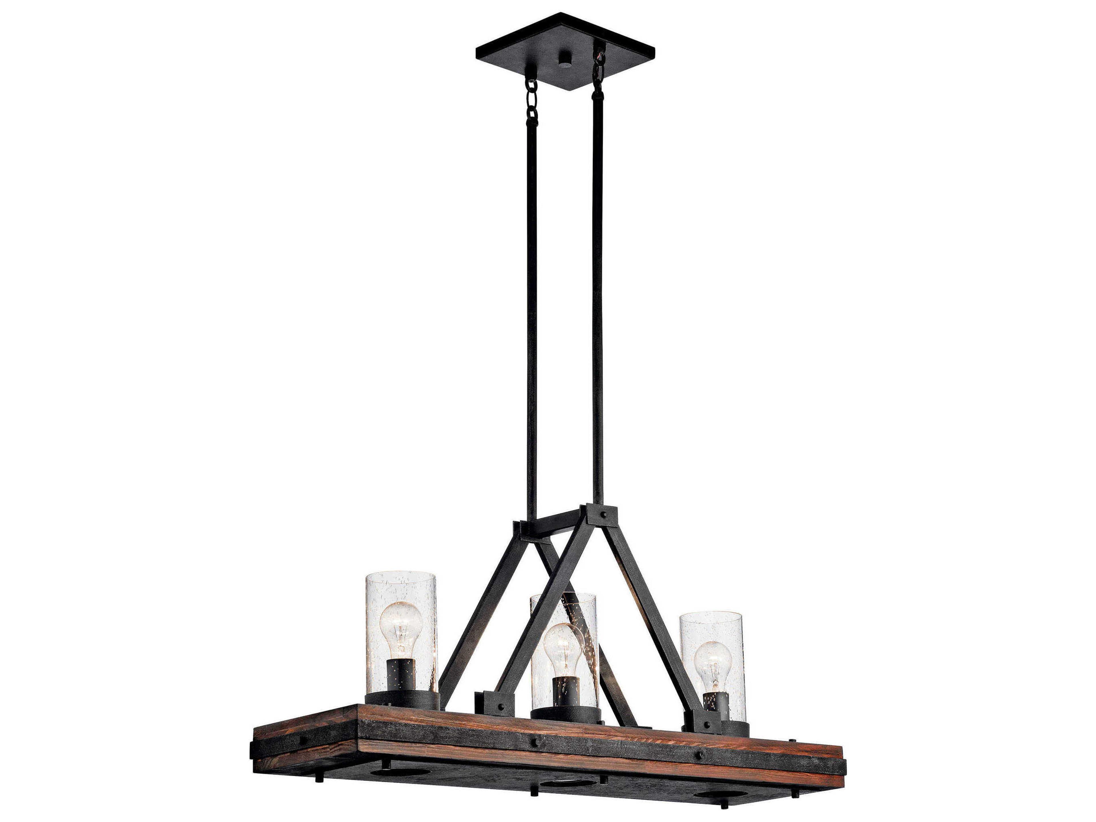 Kichler Colerne 3-Light Auburn Stained Black Glass Cylinder Island Pendant