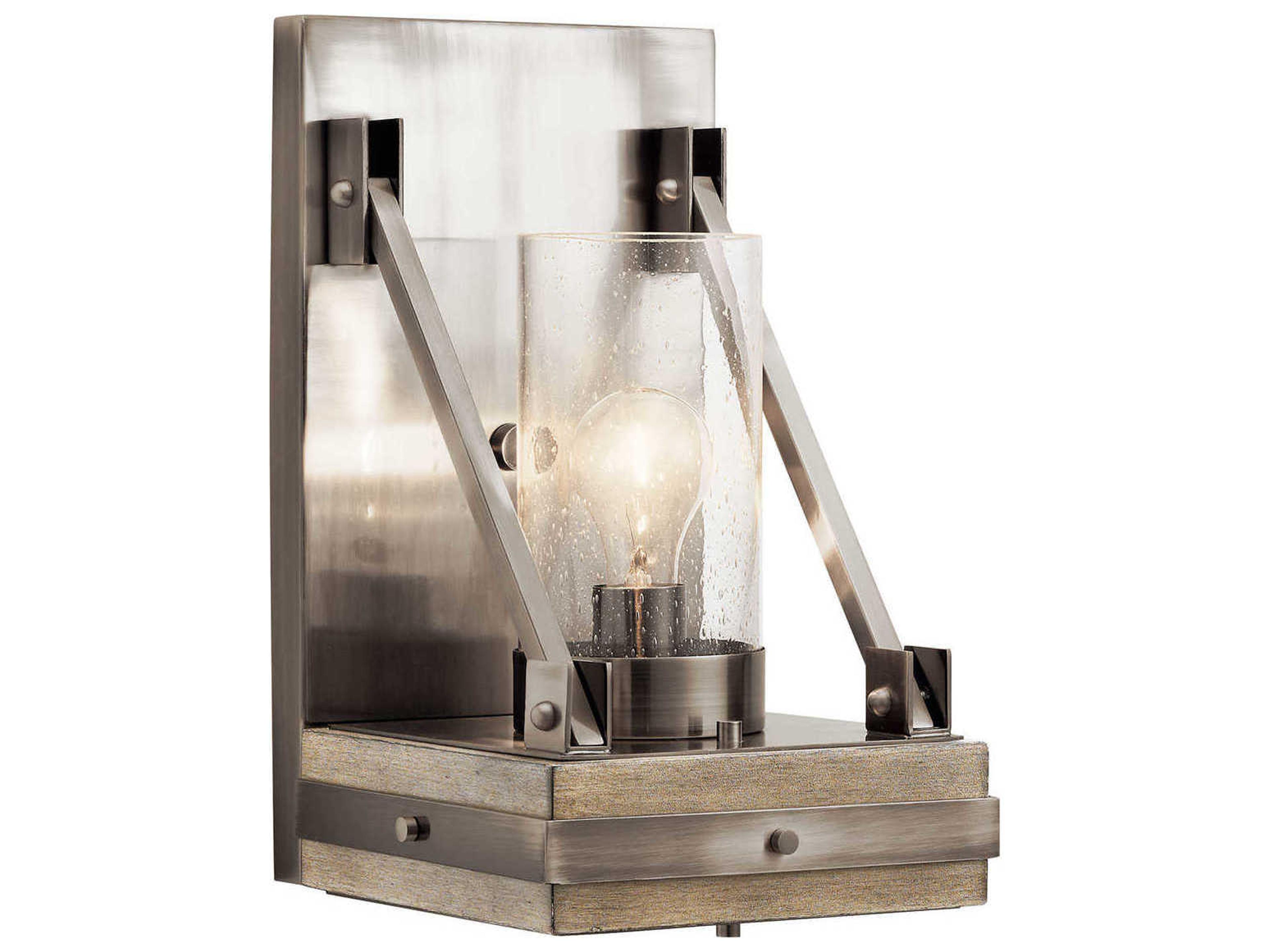 Kichler Colerne 1-Light Classic Pewter Glass Wall Sconce