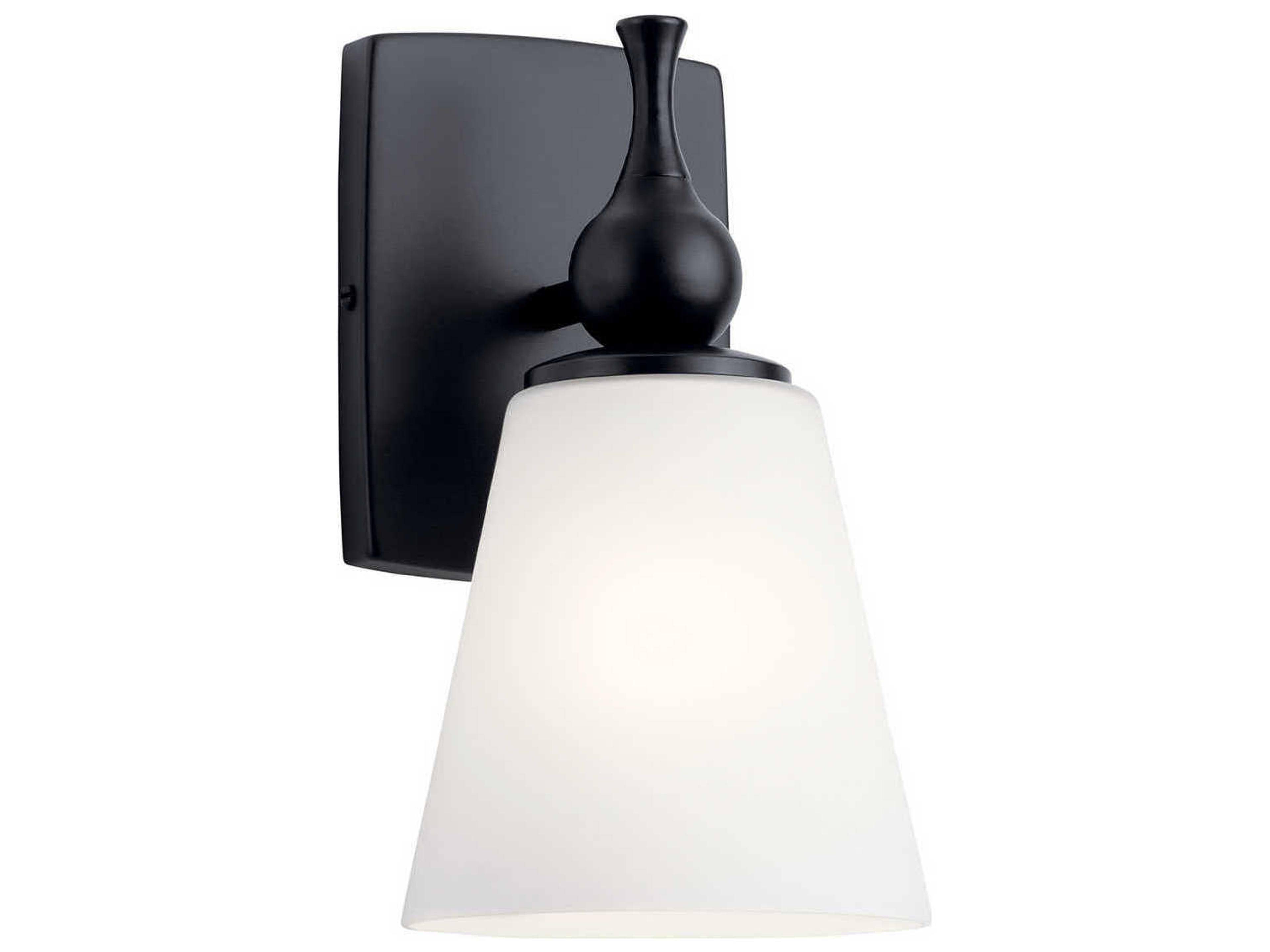 Kichler Cosabella 1-Light Black Glass Wall Sconce