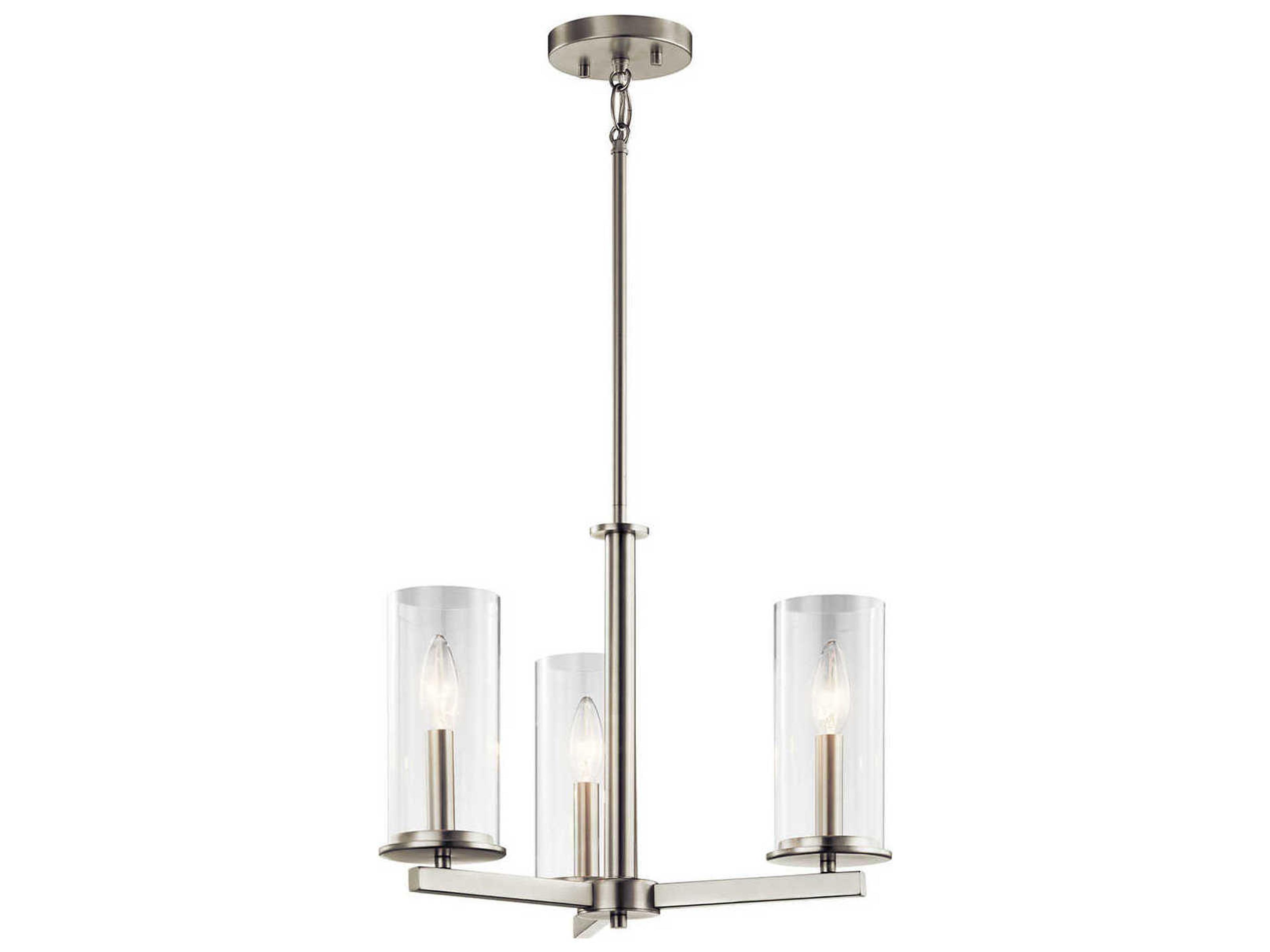 Kichler Crosby 3-Light Brushed Nickel Glass Cylinder Pendant