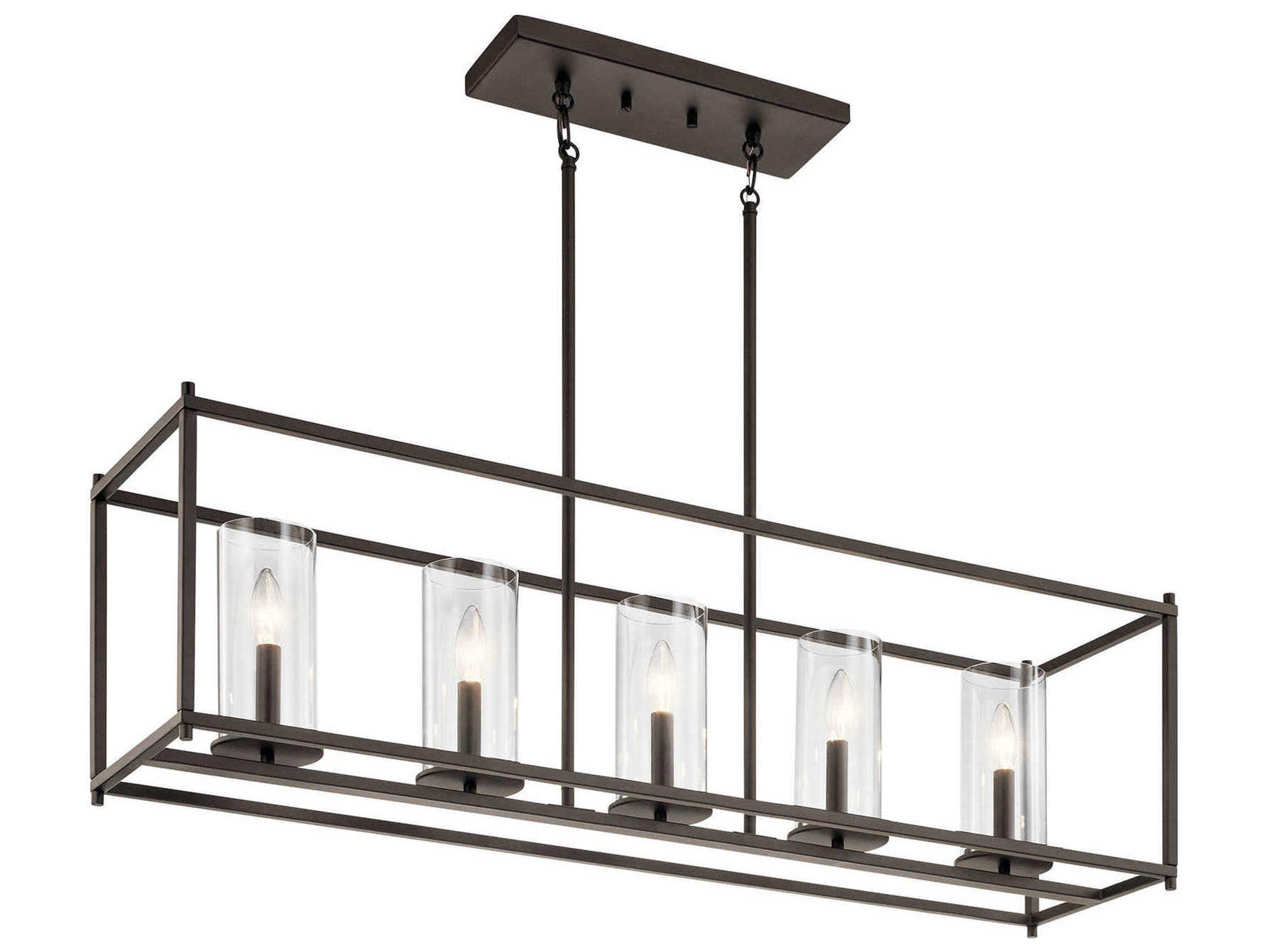 Kichler Crosby 5-Light Olde Bronze Glass Cylinder Island Pendant