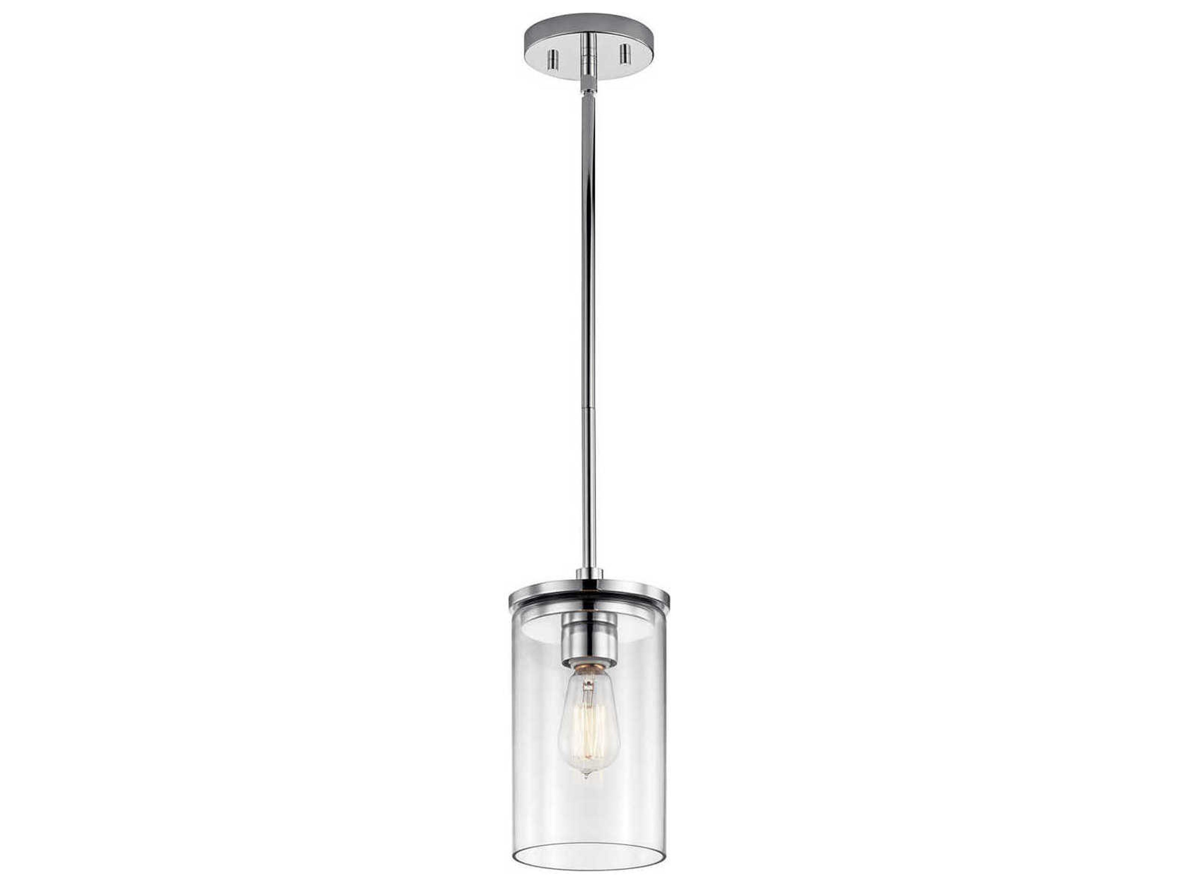 Kichler Crosby 1-Light Chrome Glass Cylinder Mini Pendant