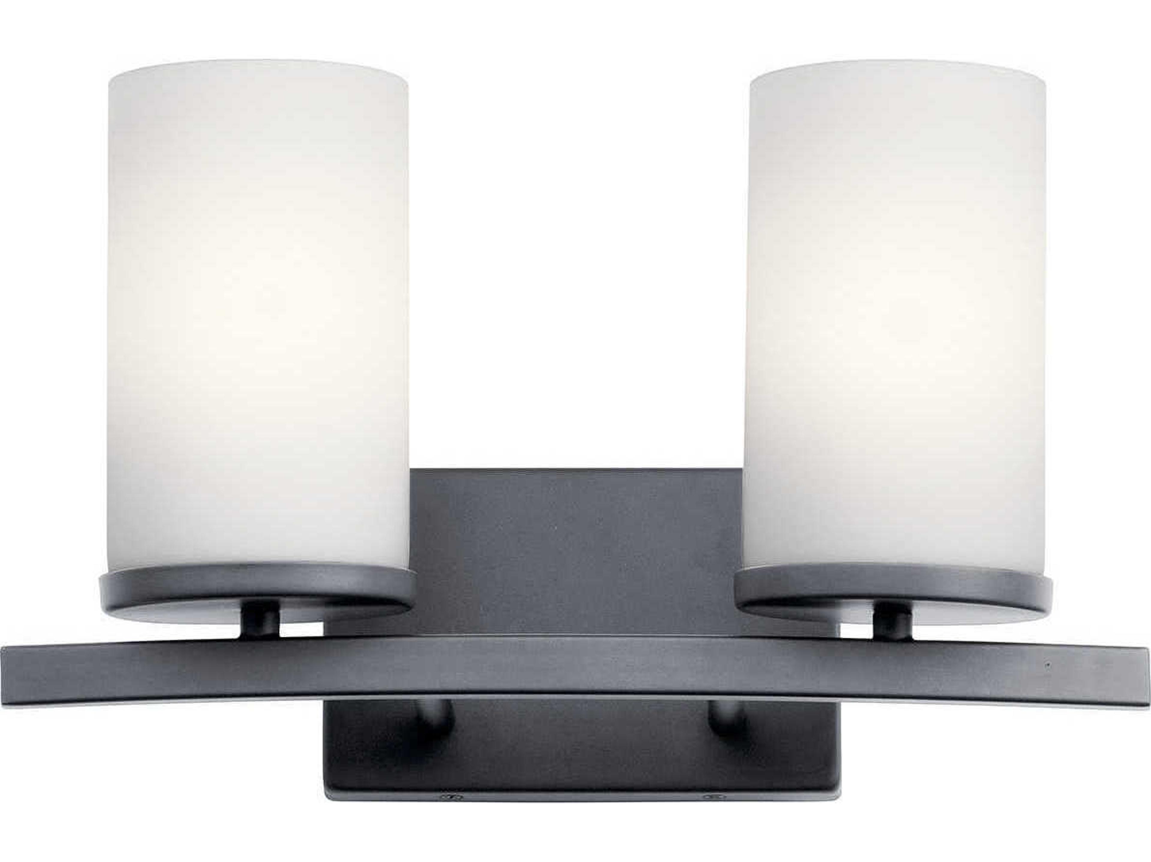 Kichler Crosby 2-Light Black Glass Vanity Light