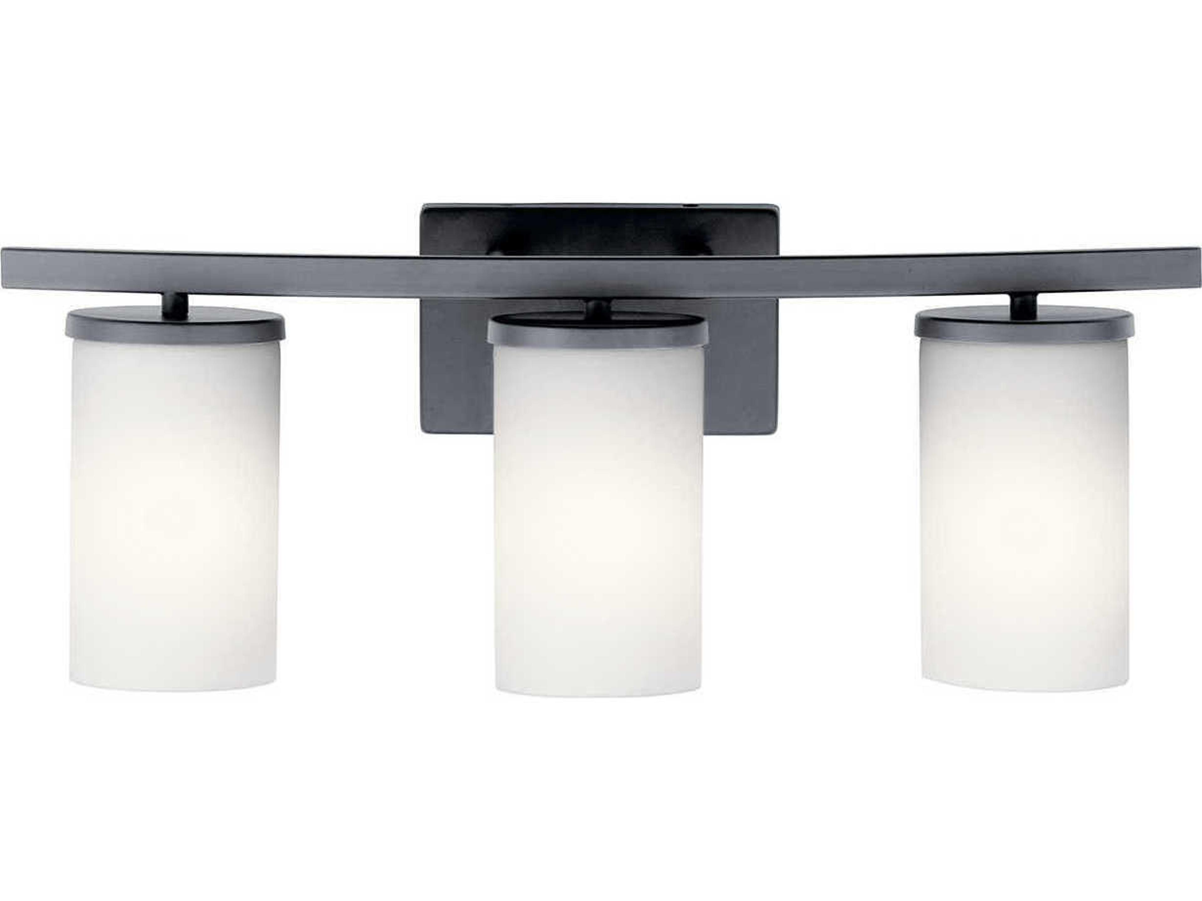 Kichler Crosby 3-Light Black Glass Vanity Light