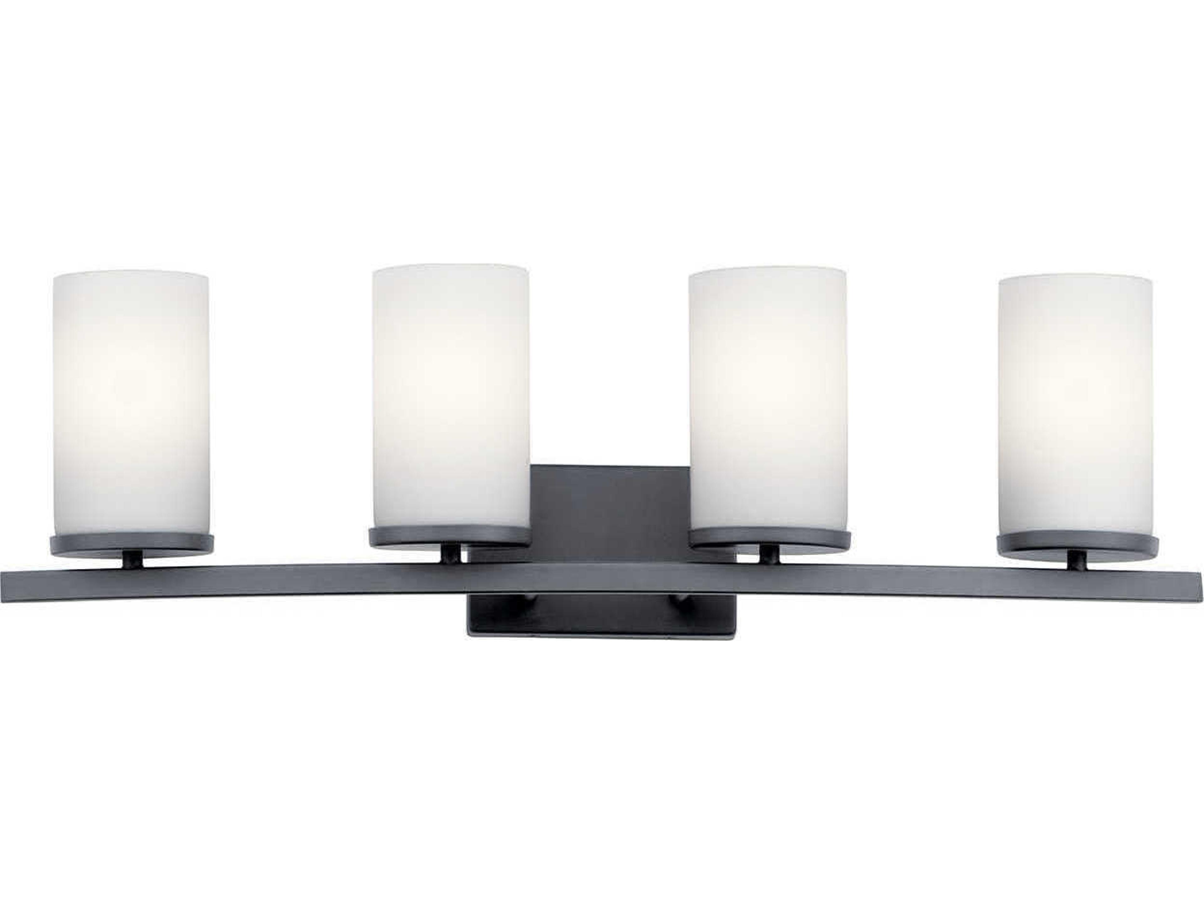 Kichler Crosby 4-Light Black Glass Vanity Light