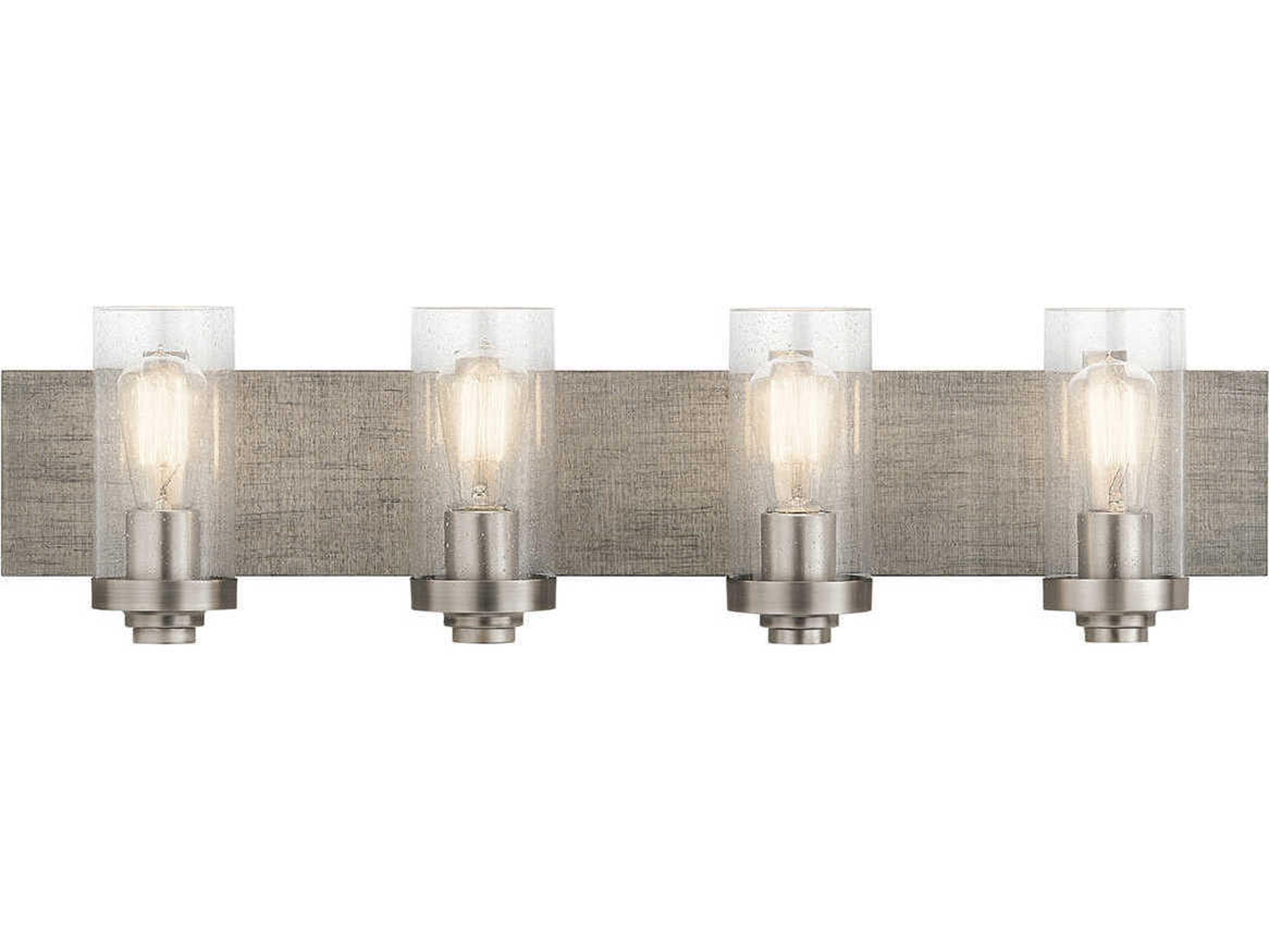 Kichler Dalwood 4-Light Classic Pewter Brown Glass Vanity Light