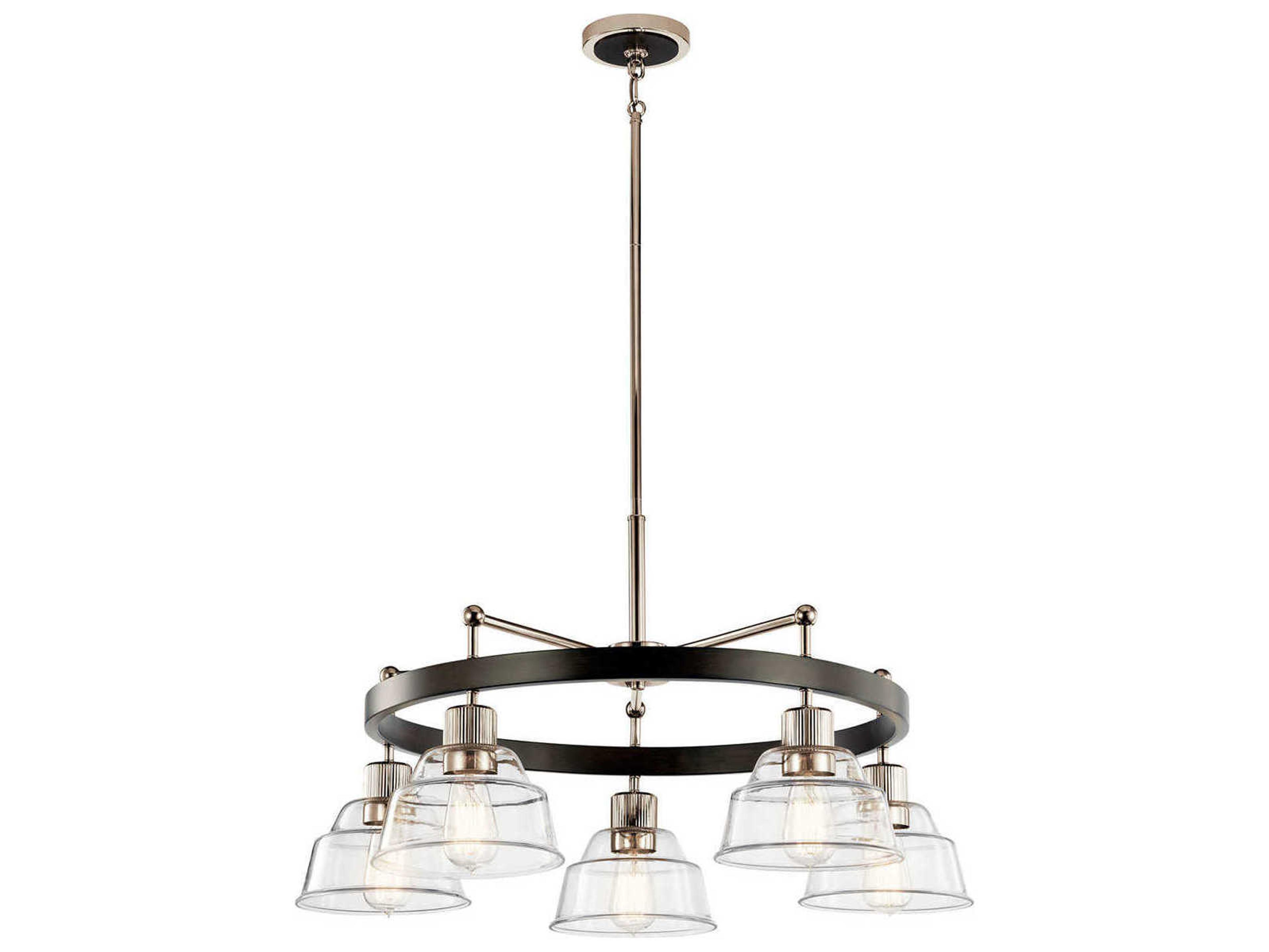 Kichler Eastmont 5-Light Polished Nickel Glass Bowl Dome Chandelier