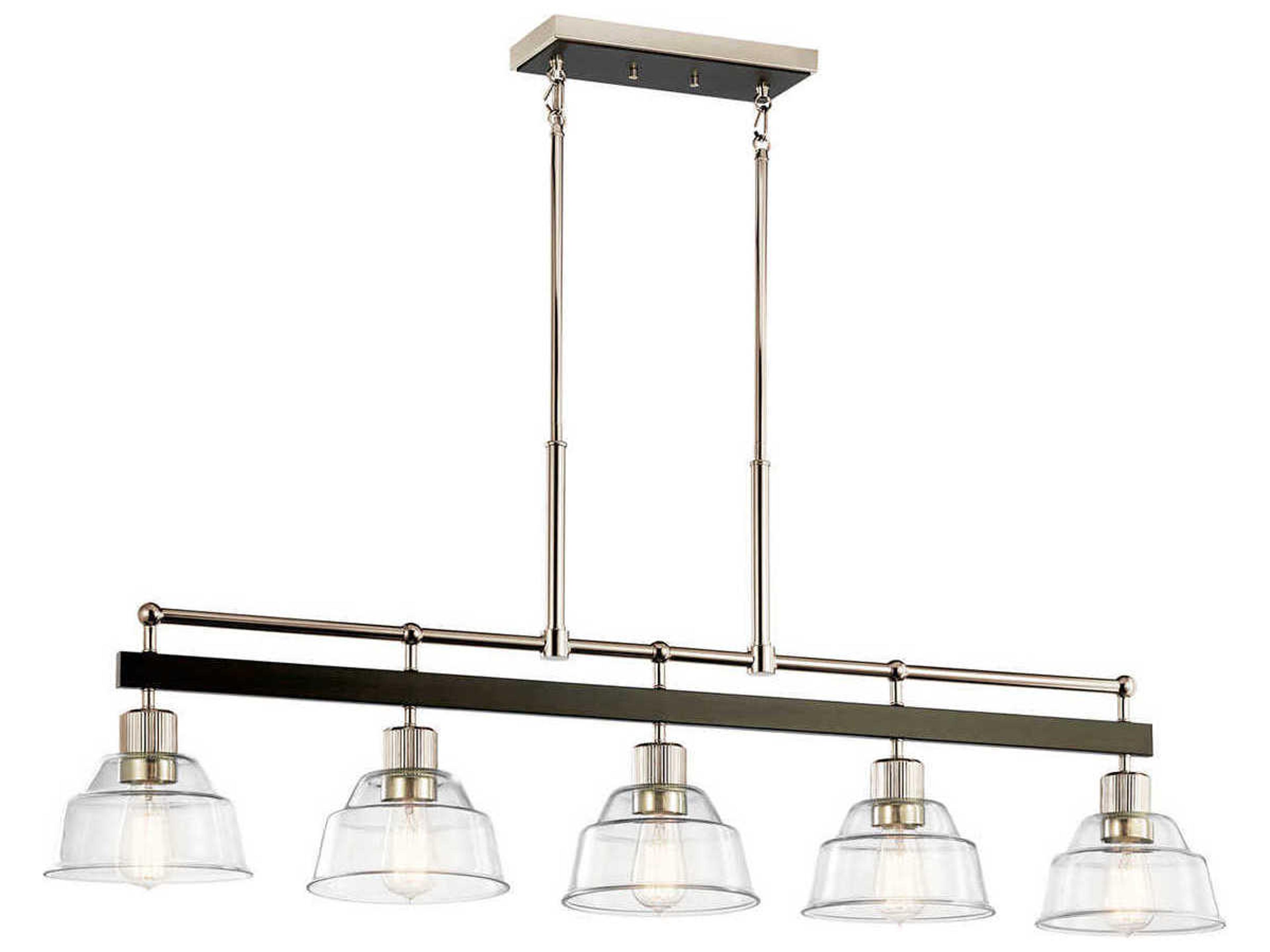 Kichler Eastmont 5-Light Polished Nickel Glass Bowl Drum Island Pendant
