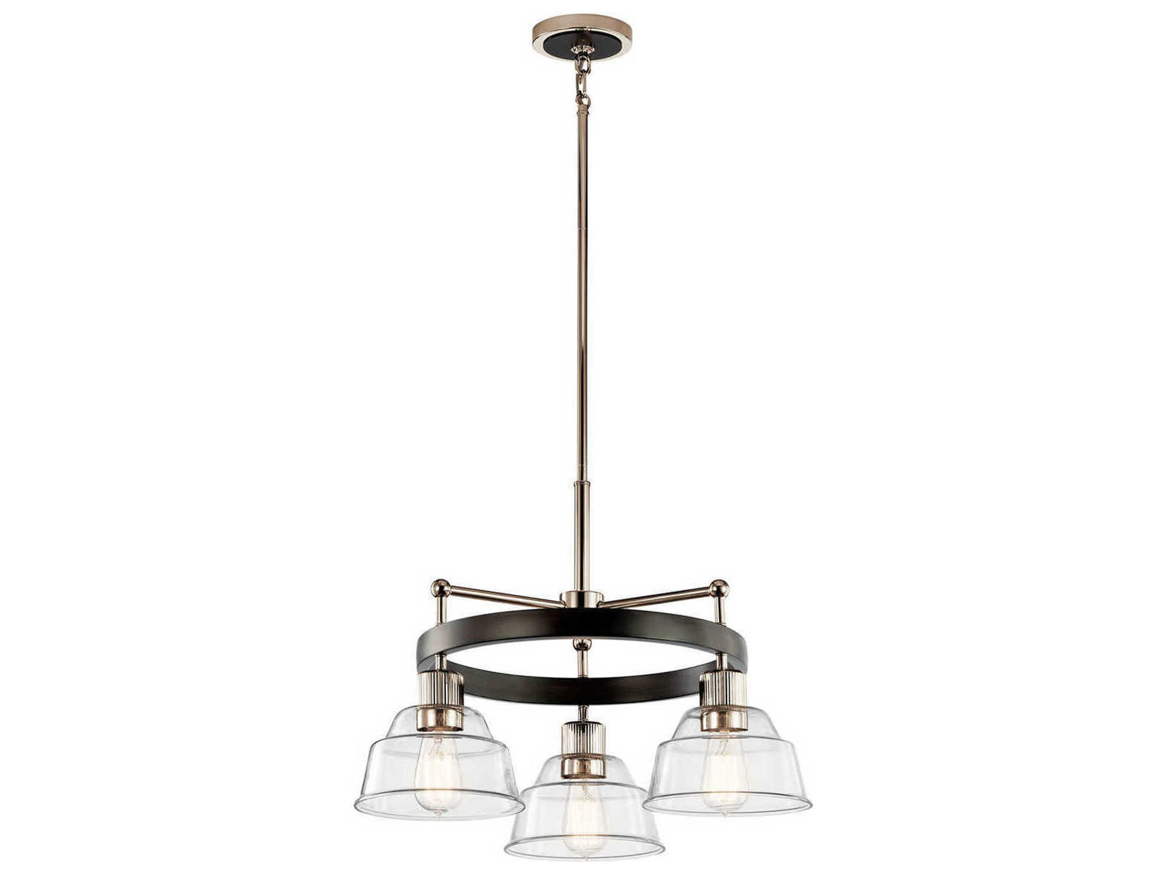 Kichler Eastmont 3-Light Polished Nickel Glass Dome Chandelier