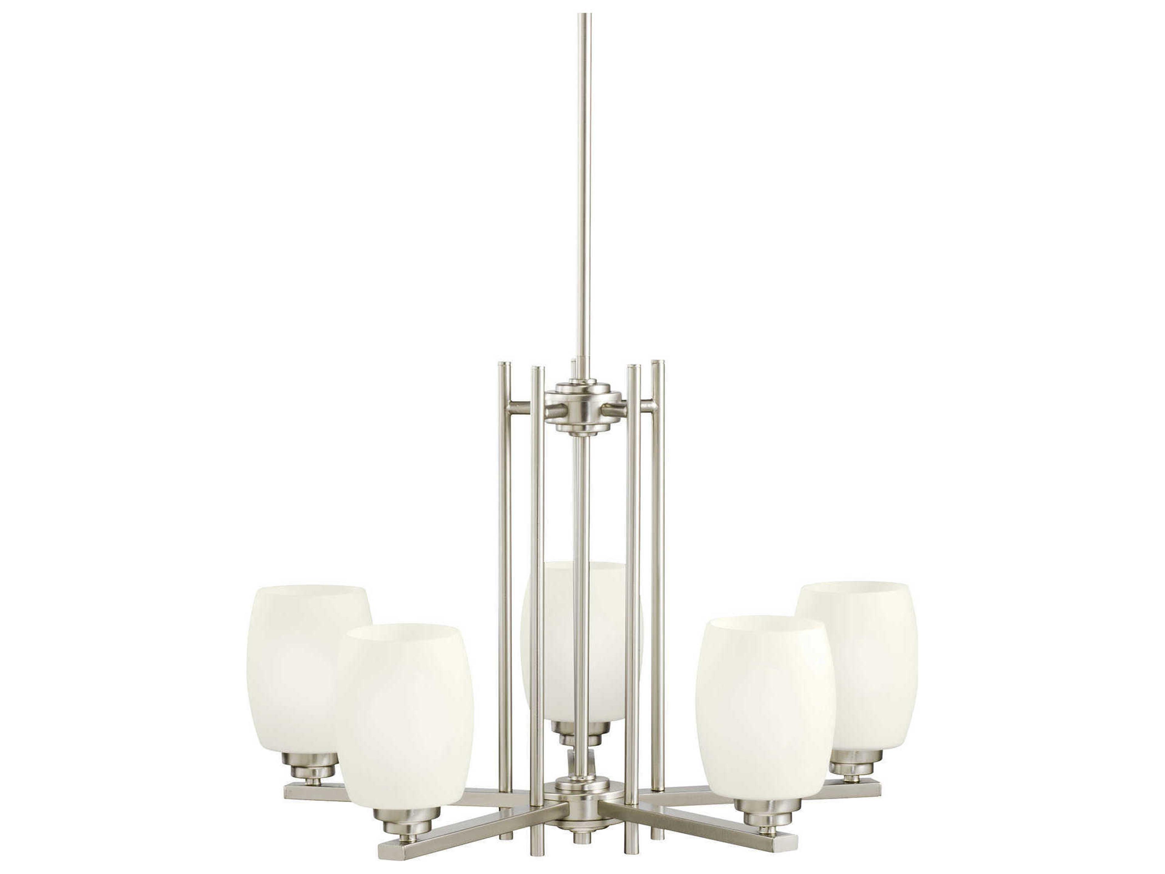 Kichler Eileen 5-Light Brushed Nickel Glass Cylinder Chandelier