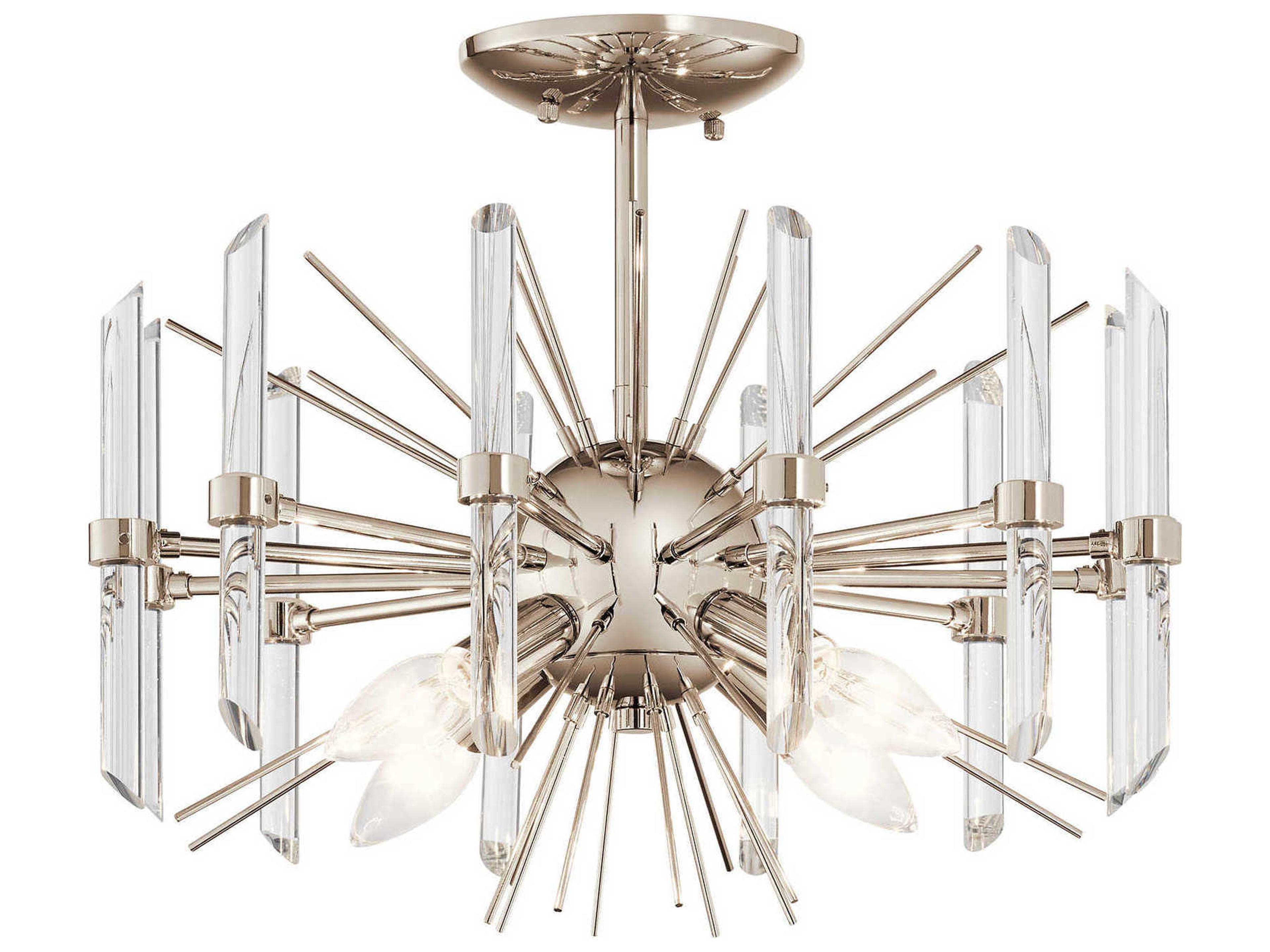 Kichler Eris 4-Light Polished Nickel Crystal Sputnik Semi Flush Mount